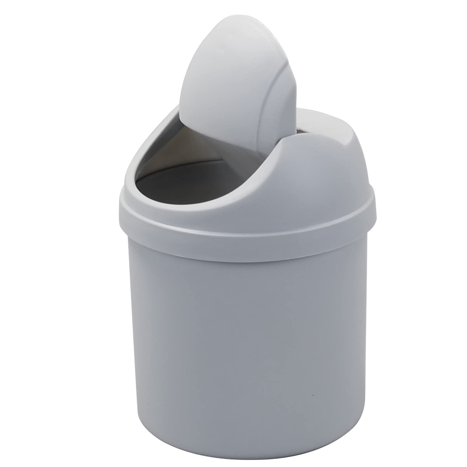 Eagrye 0.5 Gallon Mini Desktop Trash Can with Swing Lid - Small Office Waste Bin for Desk, Bathroom, Bedroom & Kitchen - Compact Gray Garbage Can with Swing-Top Lid for Home & Workspace Organization