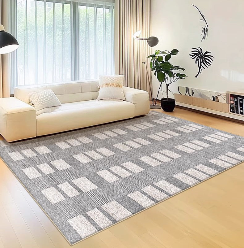 Modern Geometric Area Rug - Extra Large Gray Floor Carpet for Dining Room, Living Room, Bedroom & Office - Non-Slip Soft Home Decor Rug for High Traffic Areas