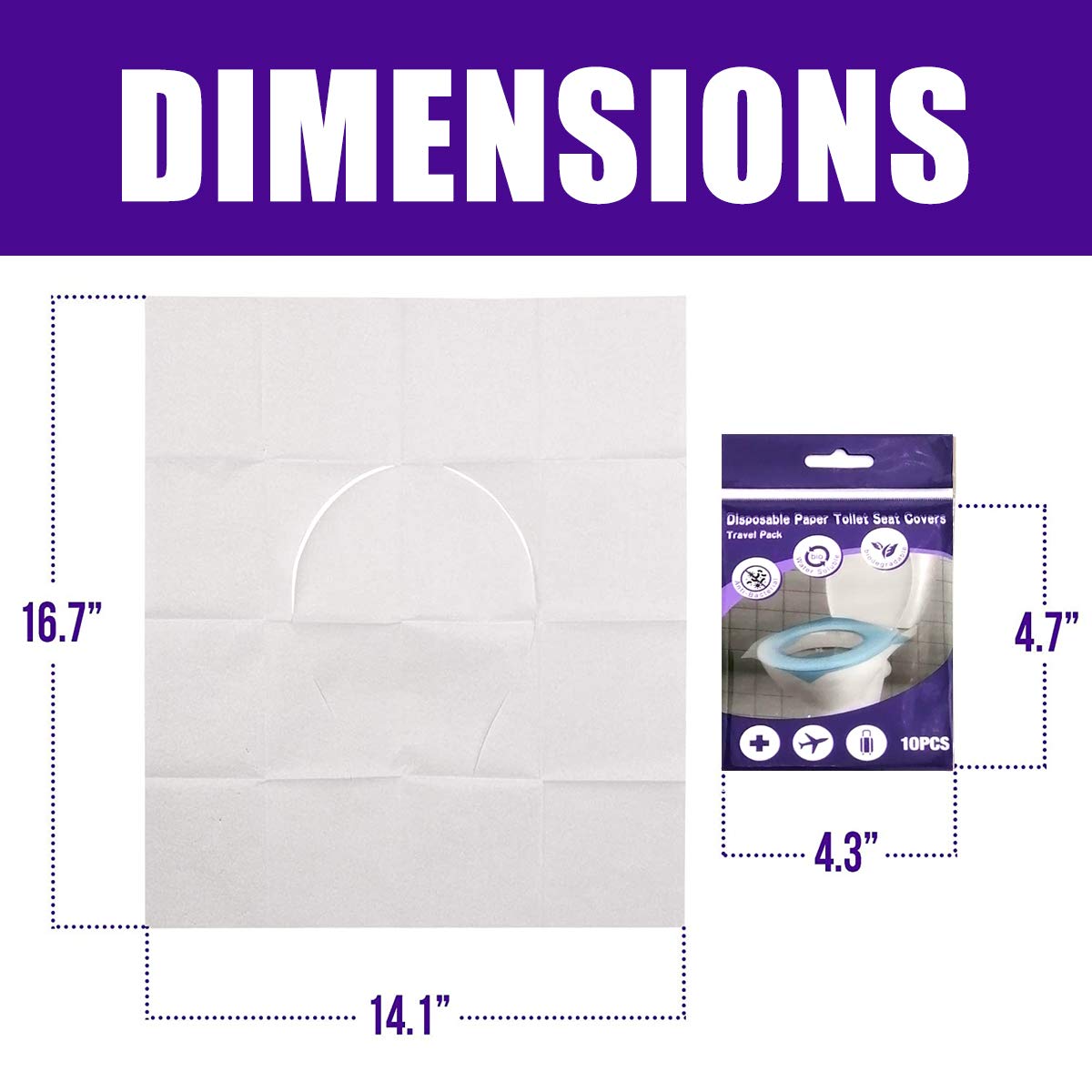 Disposable Toilet Seat Covers Travel Pack - 50 Count Flushable Sanitary Covers for Kids, Toddlers & Adults | Portable Hygiene Solution for Travel, Camping, Public Restrooms & Potty Training | BPA-Free Virgin Material