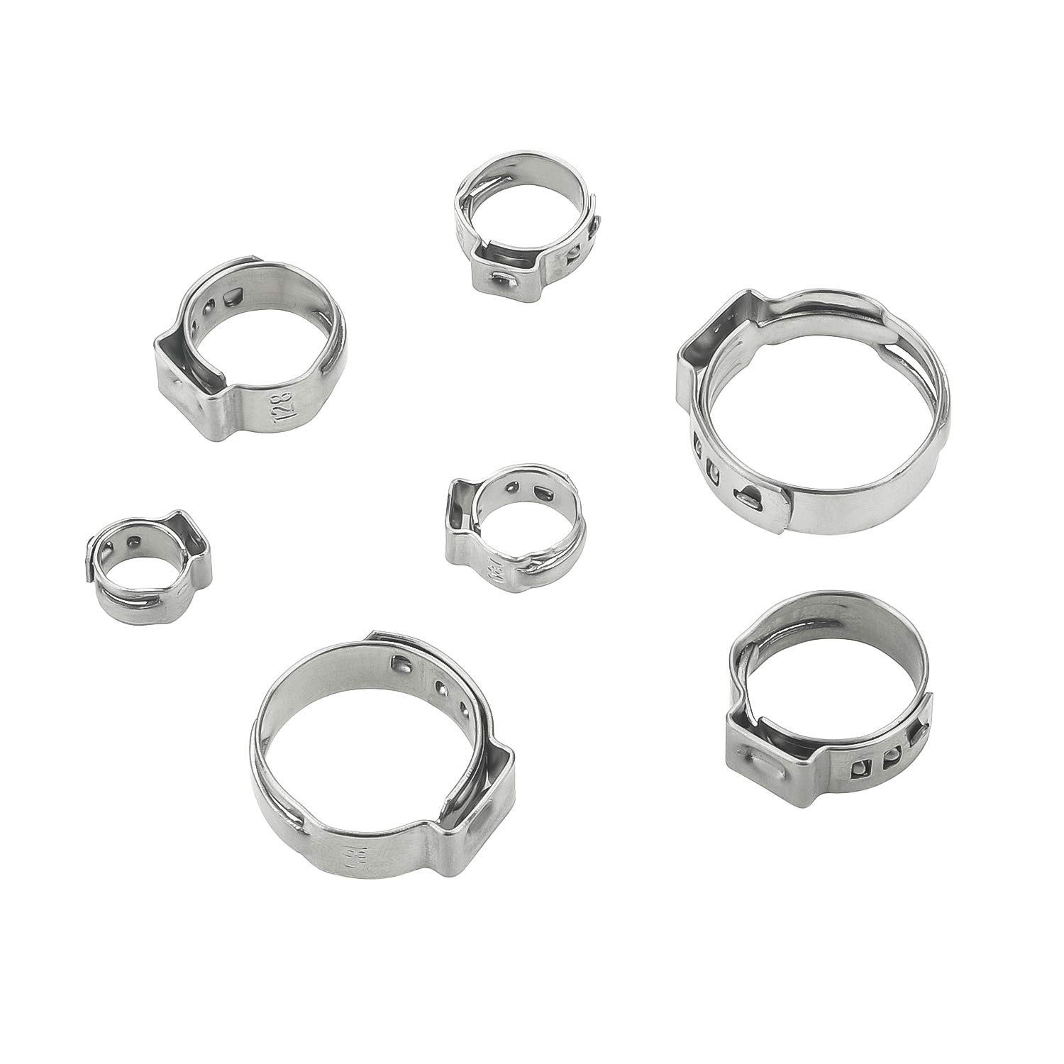 DYWISHKEY 304 Stainless Steel Single Ear Hose Clamps with Pincers Kit (90 PCS) - Heavy Duty Clamps for Automotive, Plumbing, and Industrial Applications