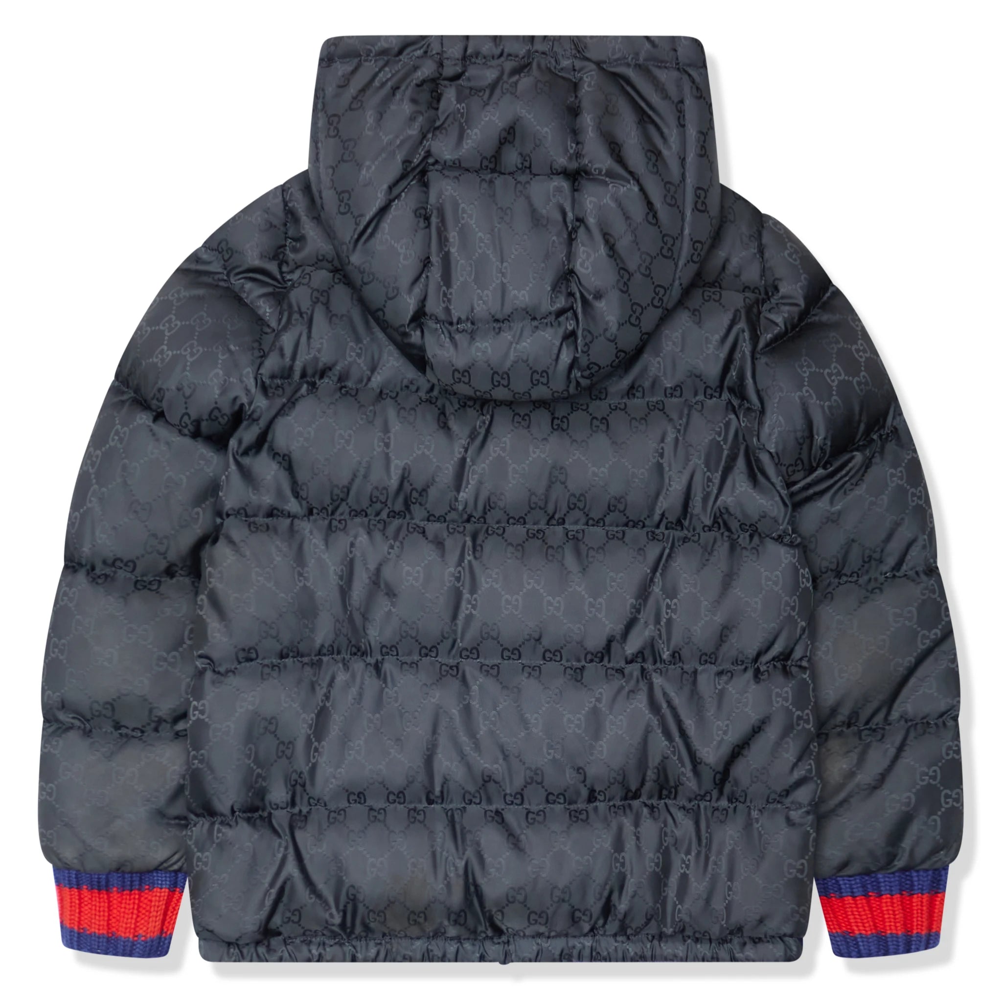 Vintage Gucci GG Jacquard Navy Blue Kids Jacket with Missing Zipper Pull - Stylish Outerwear for Boys & Girls, Perfect for School, Playdates & Special Occasions