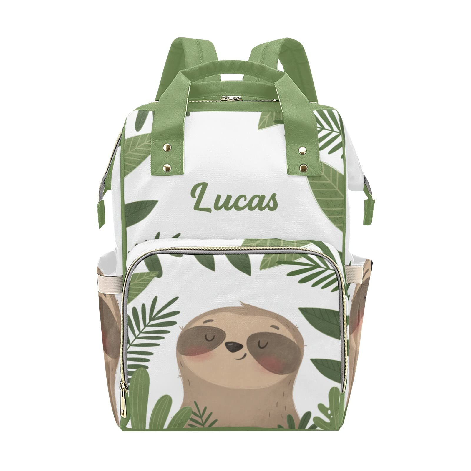Custom Sloth Tropical Diaper Bag Backpack - Personalized Baby Shower Gift for Moms, Waterproof & Spacious Diaper Tote for Travel, Daycare & Everyday Use