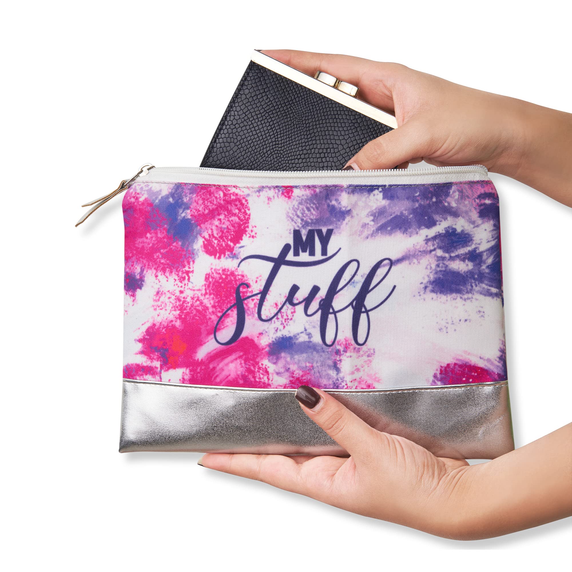 DOODLE Cosmetic Bag for Women - Waterproof Travel Makeup Pouch with Zipper, Portable Toiletry Organizer for Makeup Brushes, Lipstick, Skincare - Perfect for Vacation, Gym, Daily Use & Gift Giving