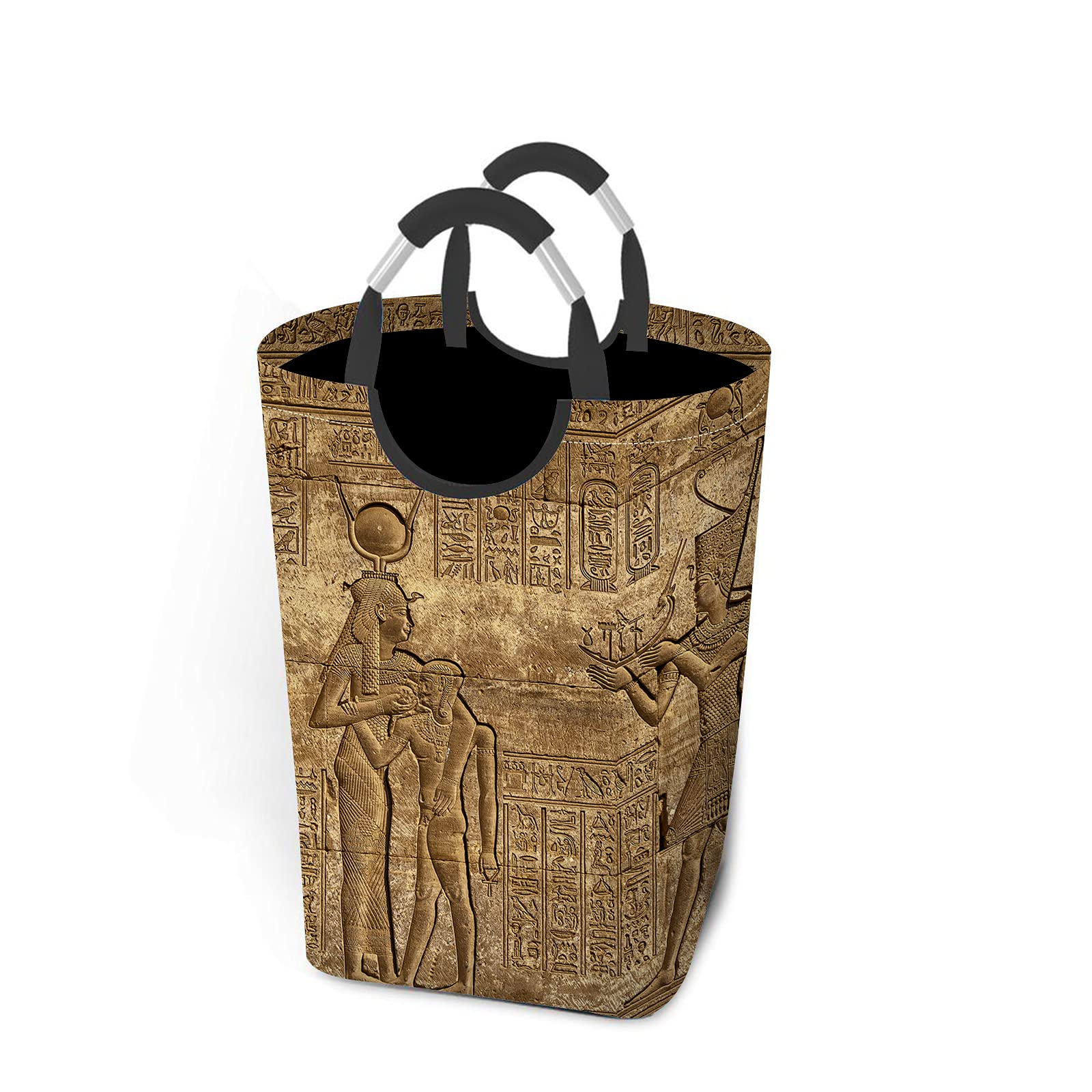 Ancient Egyptian Style Hieroglyphic Laundry Hamper - Woven Clothes Basket with Carry Handles for Bedroom, Nursery & Bathroom - Perfect for Clothes Storage, Toy Organization & Home Decor