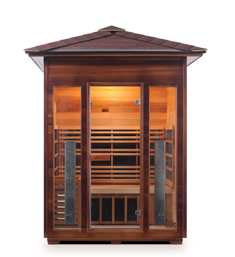 Enlighten Sauna Diamond 3-Person Infrared & Traditional Sauna - H 17377 | Home Spa Relaxation & Detox Therapy for Wellness & Stress Relief