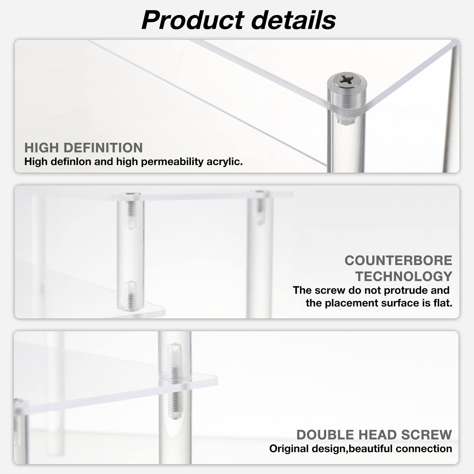 Acrylic Display Risers - 3-Tier Perfume Organizer & Cupcake Stand - Clear Shelf for Figures, Desserts, Cosmetics, Lotions & Cologne - Perfect for Bathroom Counter, Retail Display & Home Decor Organization