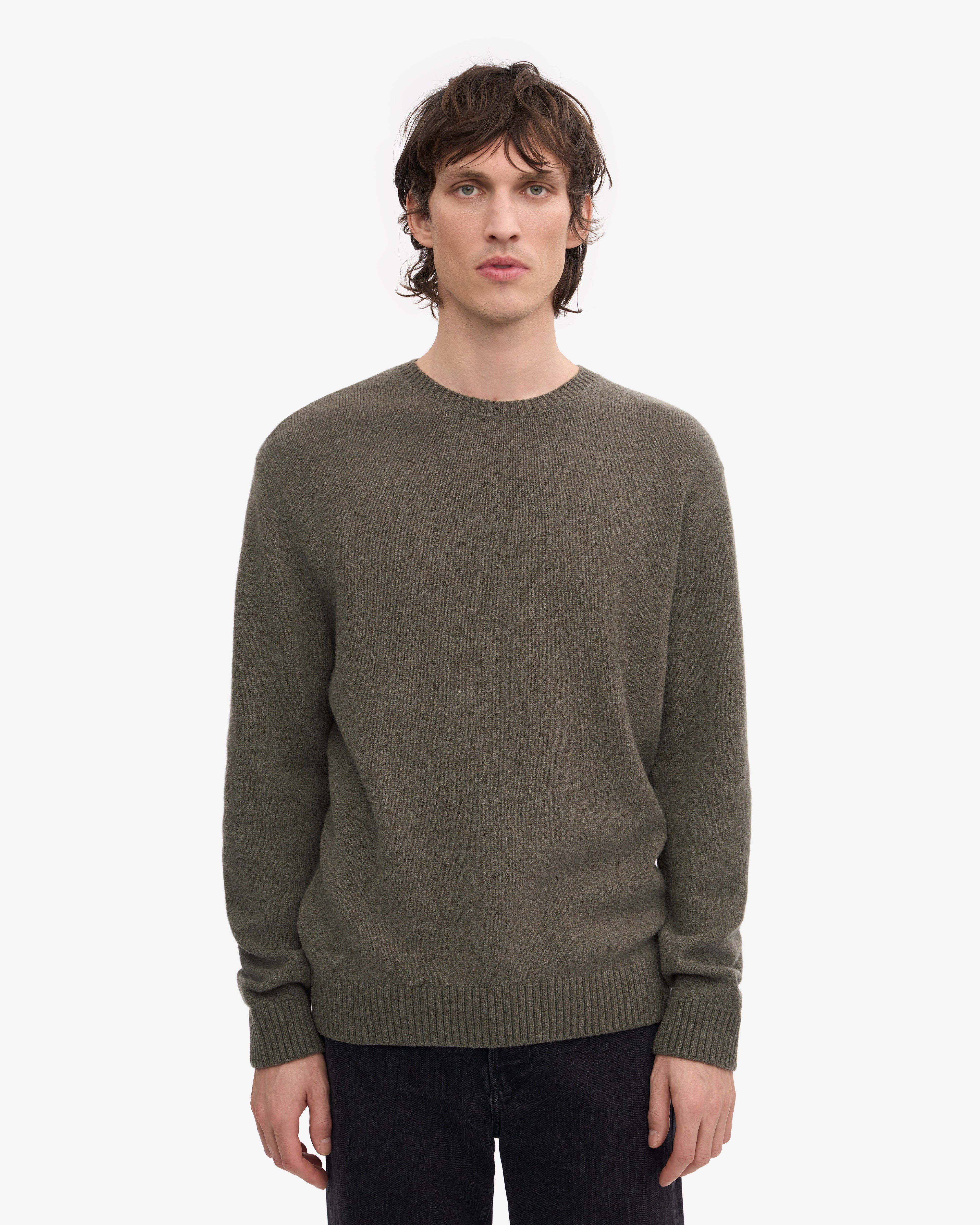 Premium Classic Merino Wool Crew Neck Sweater for Men & Women - Soft & Warm Dusty Olive Pullover - Perfect for Winter, Fall & Outdoor Activities