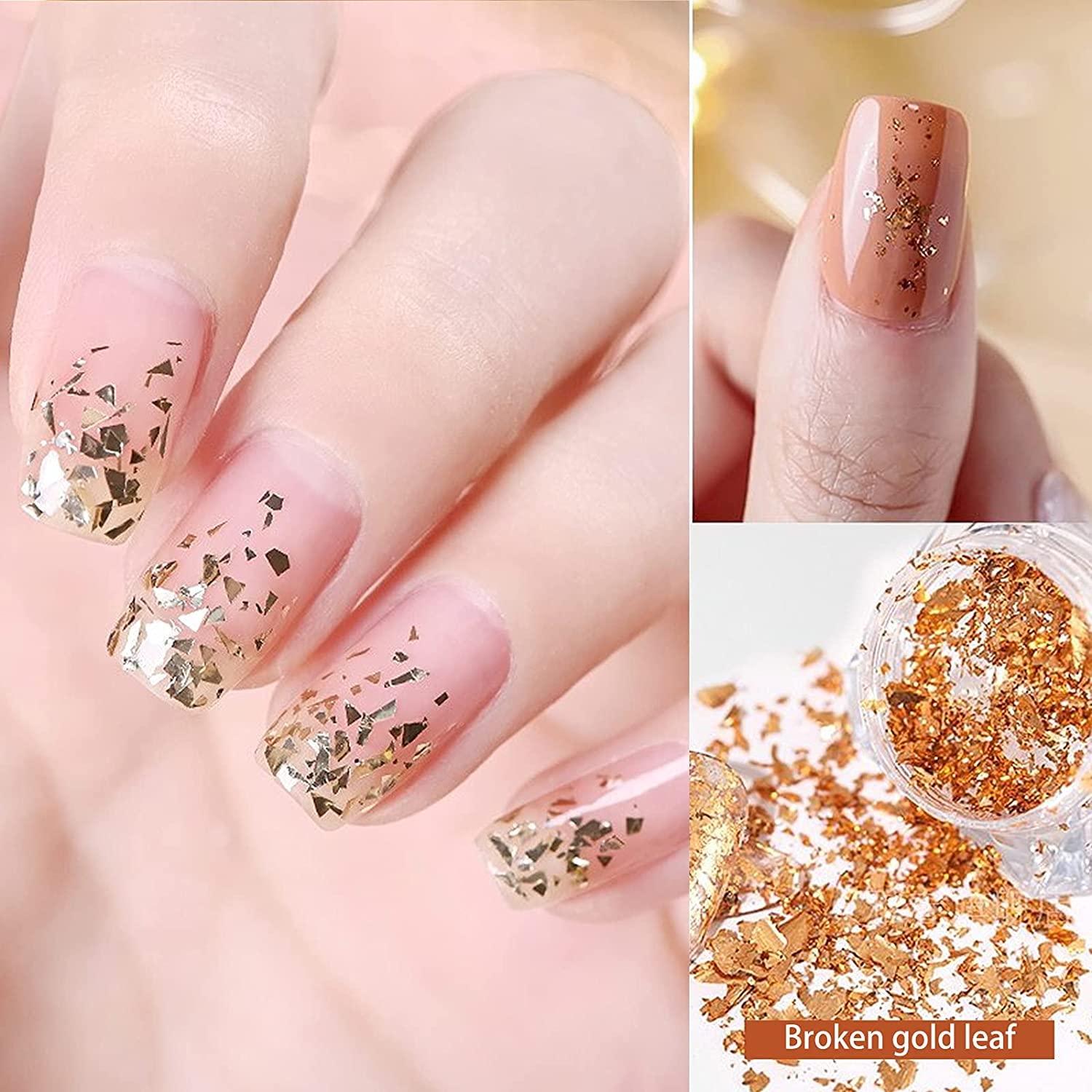 D.B.Z.® Sparkly Foil Nails - Gold, Silver, Rose Gold Colors for Manicure | DIY Nail Art Decorations & Accessories for Women | Perfect for Parties, Weddings & Special Occasions