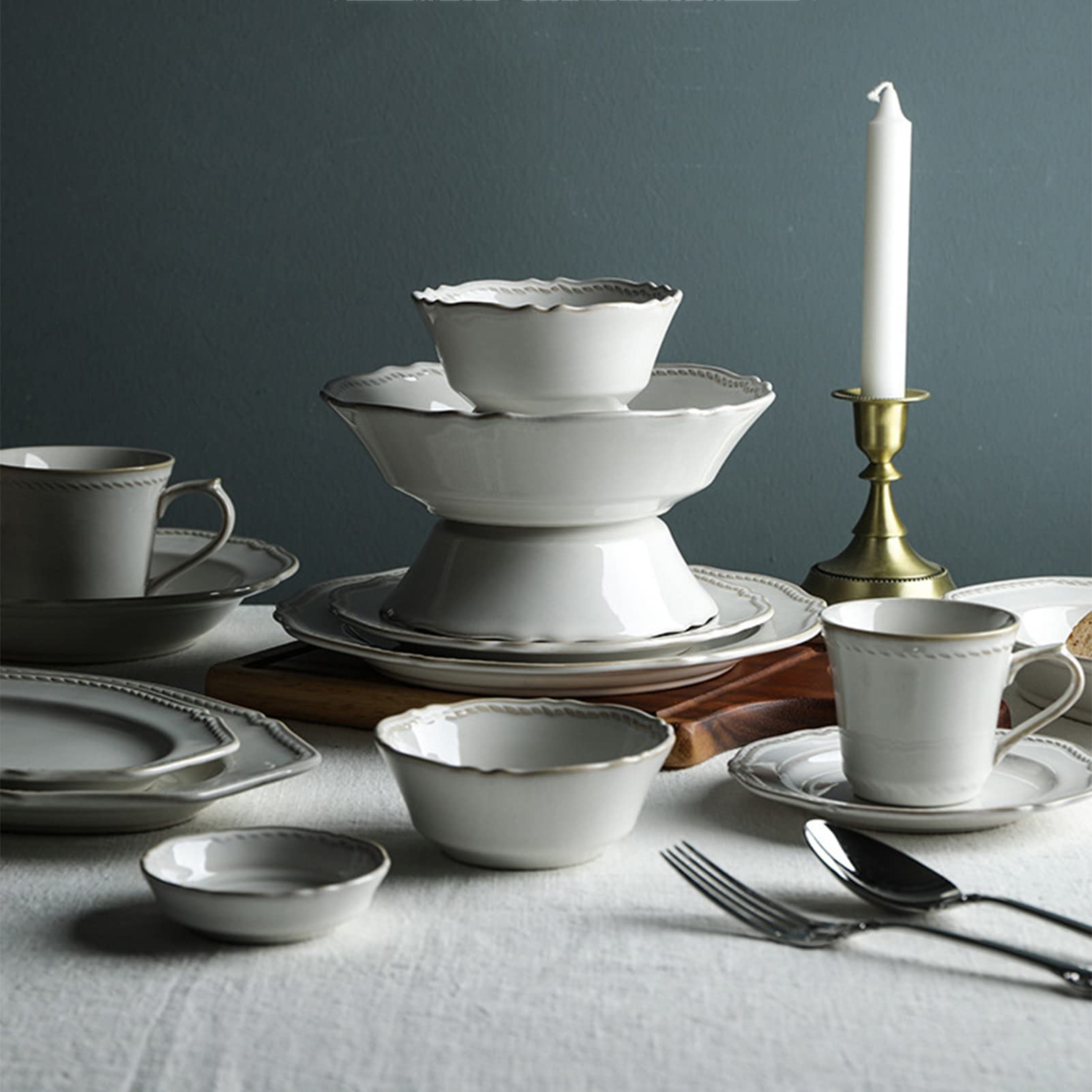 32-Piece Ceramic Dinnerware Set - Elegant Porcelain Plates & Bowls for Formal Dining, Kitchen & Entertaining | Durable Dish Set for Restaurants, Weddings & Family Gatherings