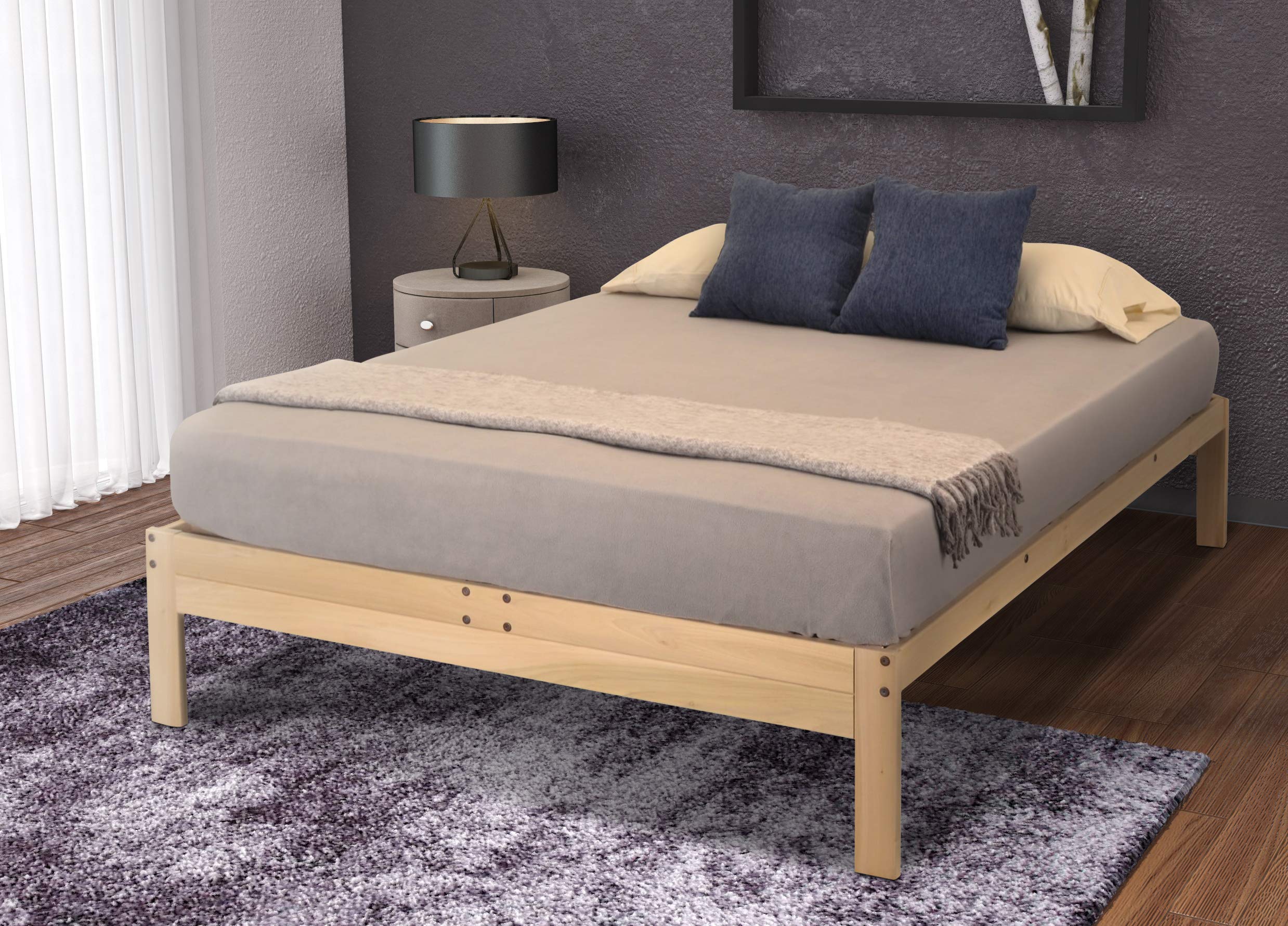 KD Frames Nomad Solid Wood King Platform Bed Frame - Unfinished Natural Wood Minimalist Swedish Design - No Box Spring Needed, Easy Assembly - Perfect for Modern Bedrooms, Guest Rooms & Minimalist Home Decor