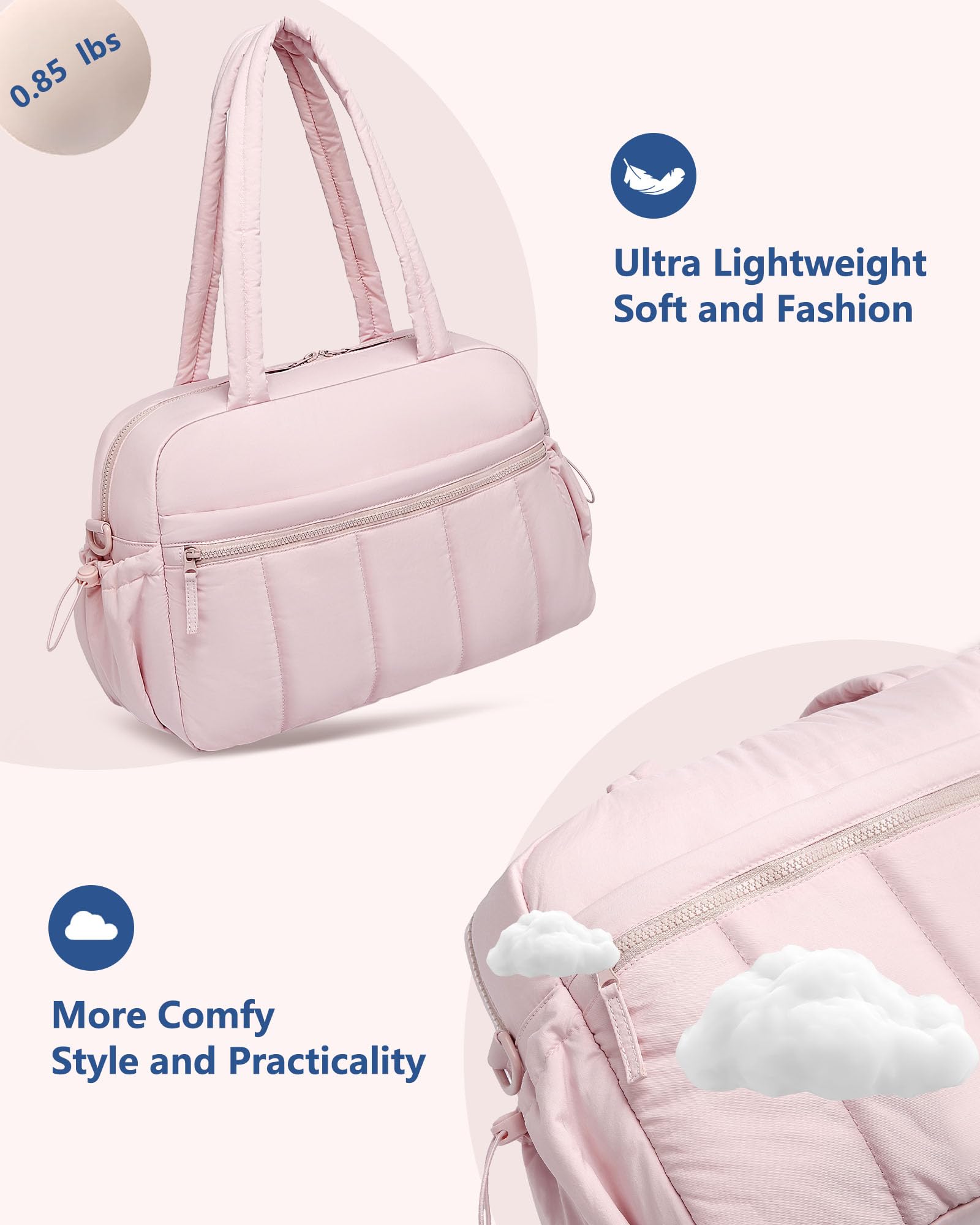 Women's Travel Duffle Bag - Waterproof Weekender Overnight Bag with Toiletry Pocket & Wet Compartment - Perfect for Gym, Yoga, Hospital & Weekend Getaways - Pink