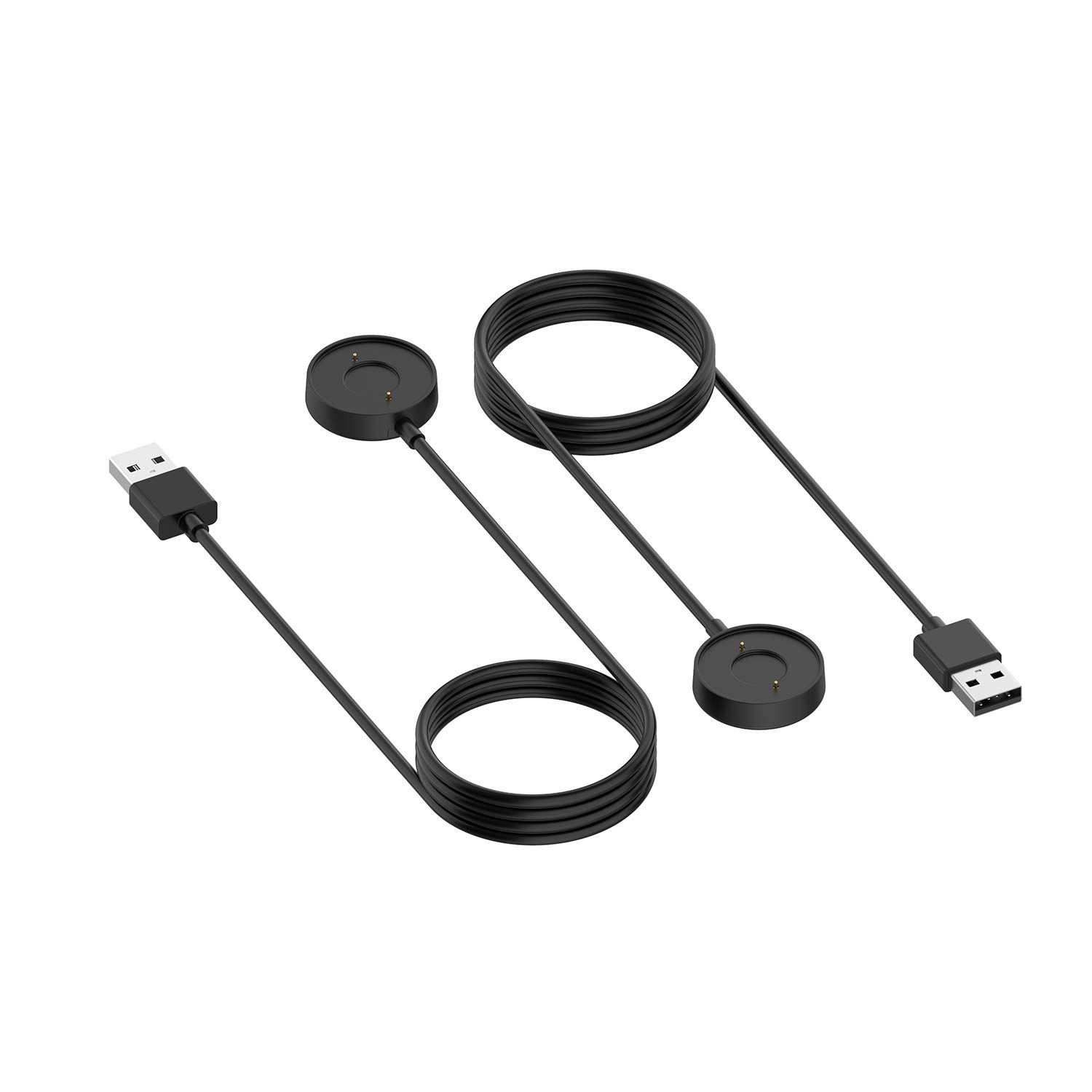RuenTech Magnetic Charger Dock (2-Pack, Black) - 1M/3.3FT Charging Cable Compatible with Fossil Hybrid Smartwatch HR - Perfect for Home, Office & Travel Charging