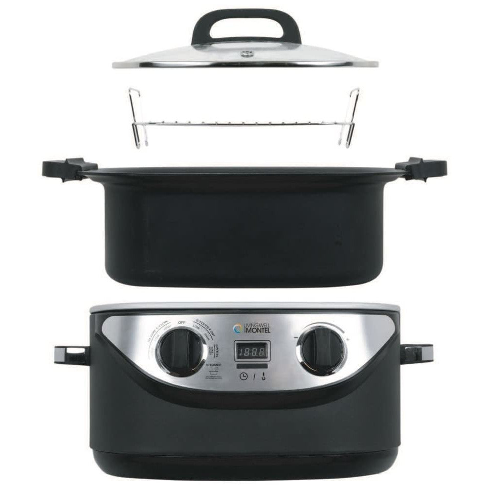 Montel Pro Plus 6-in-1 Multi Cooker | Electric Pressure Cooker, Slow Cooker, Rice Cooker, Steamer, Sauté Pan & Warmer | Perfect for Meal Prep, Family Dinners & Healthy Cooking (Model MWMC01)