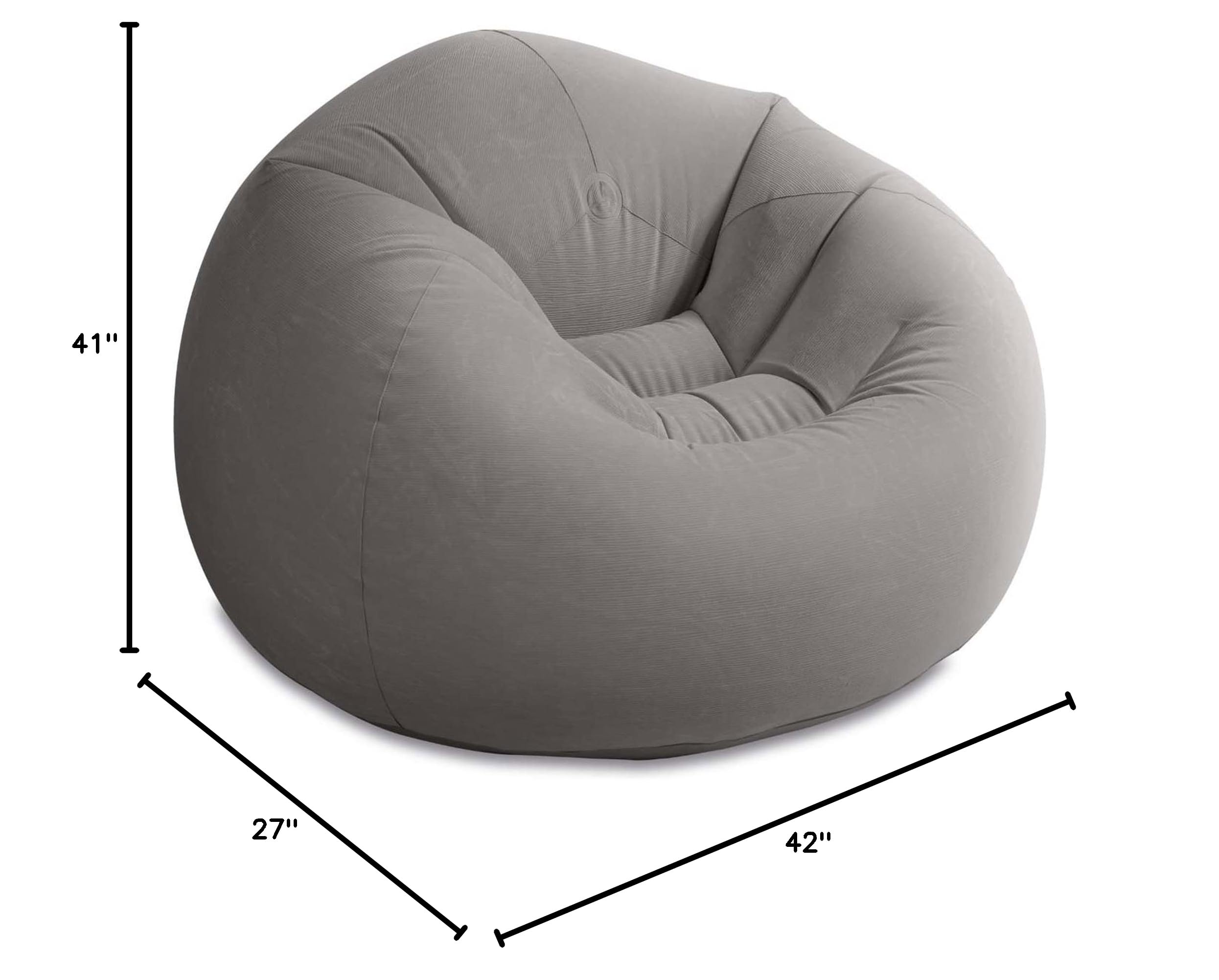 Intex 6 Pack Inflatable Beanless Bag Chairs - Portable Blow Up Lounge Seating for Indoor & Outdoor Use - Lightweight Air Sofa for Camping, Beach, Pool Parties, Dorm Rooms - Gray