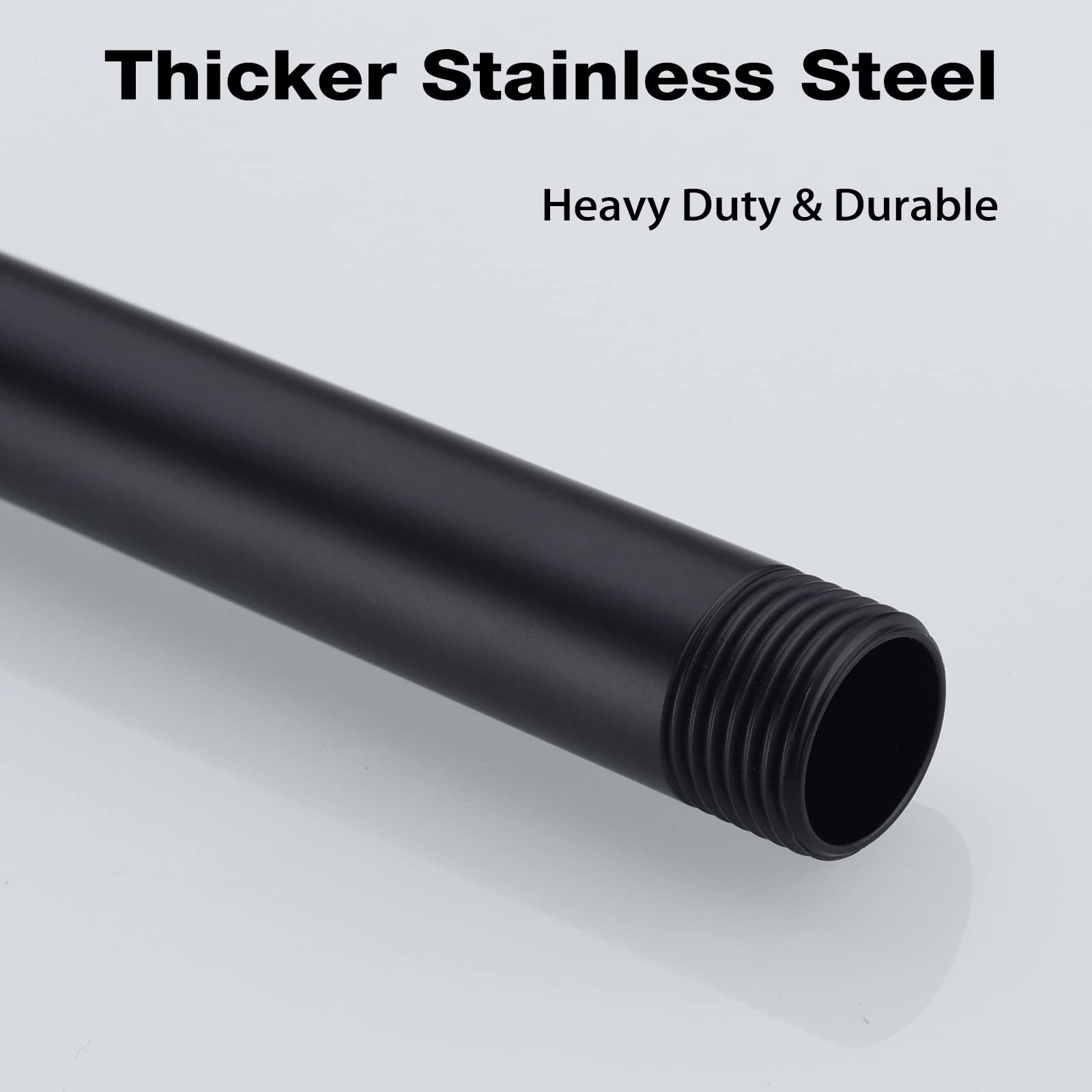 TRUSTMI 6 Inch Stainless Steel Shower Arm Extension - Matte Black Straight Shower Head Extender for Bathroom & Spa - Perfect for Low Ceiling Showers, Bathroom Renovations & Enhanced Water Flow Experience