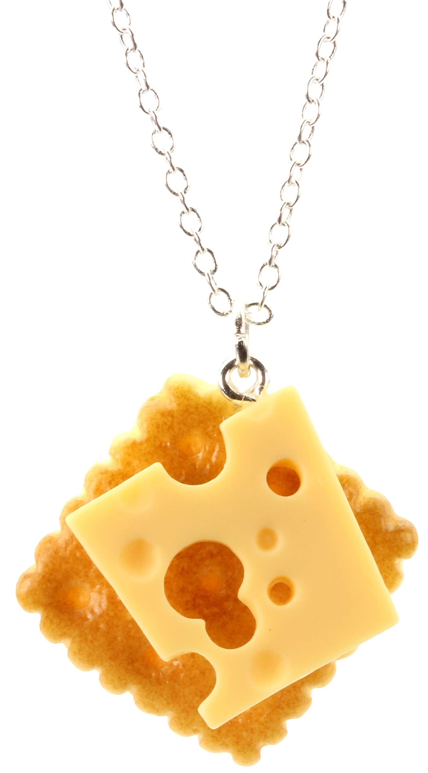 Bluebubble NIBBLES Cheese and Biscuit Charm Necklace - Cute Food Jewelry Gift for Women & Girls - Perfect for Birthdays, Parties & Everyday Wear