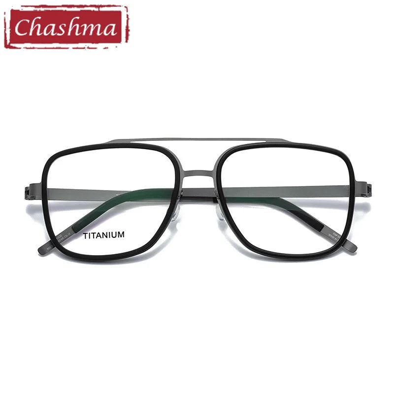 Unisex Titanium Square Full Rim Double Bridge Eyeglasses 49911 – Lightweight & Durable for Reading, Work, and Everyday Use
