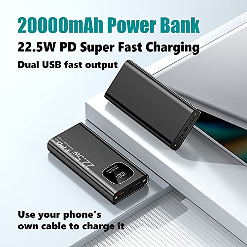 20000mAh PD 20W Fast Charging Power Bank with LED Display - Ultra Slim Portable Charger for iPhone 15/14/13 Pro, iPad, AirPods & Android Phones | Perfect for Travel, Camping, Hiking, Emergency, Business Trips, Commuting & Outdoor Adventures | Ideal for Work from Home, Office, Airports, Road Trips & Daily Power Needs (432 Black) | Stay Charged On-The-Go for Smartphones, Tablets & Wireless Earbuds