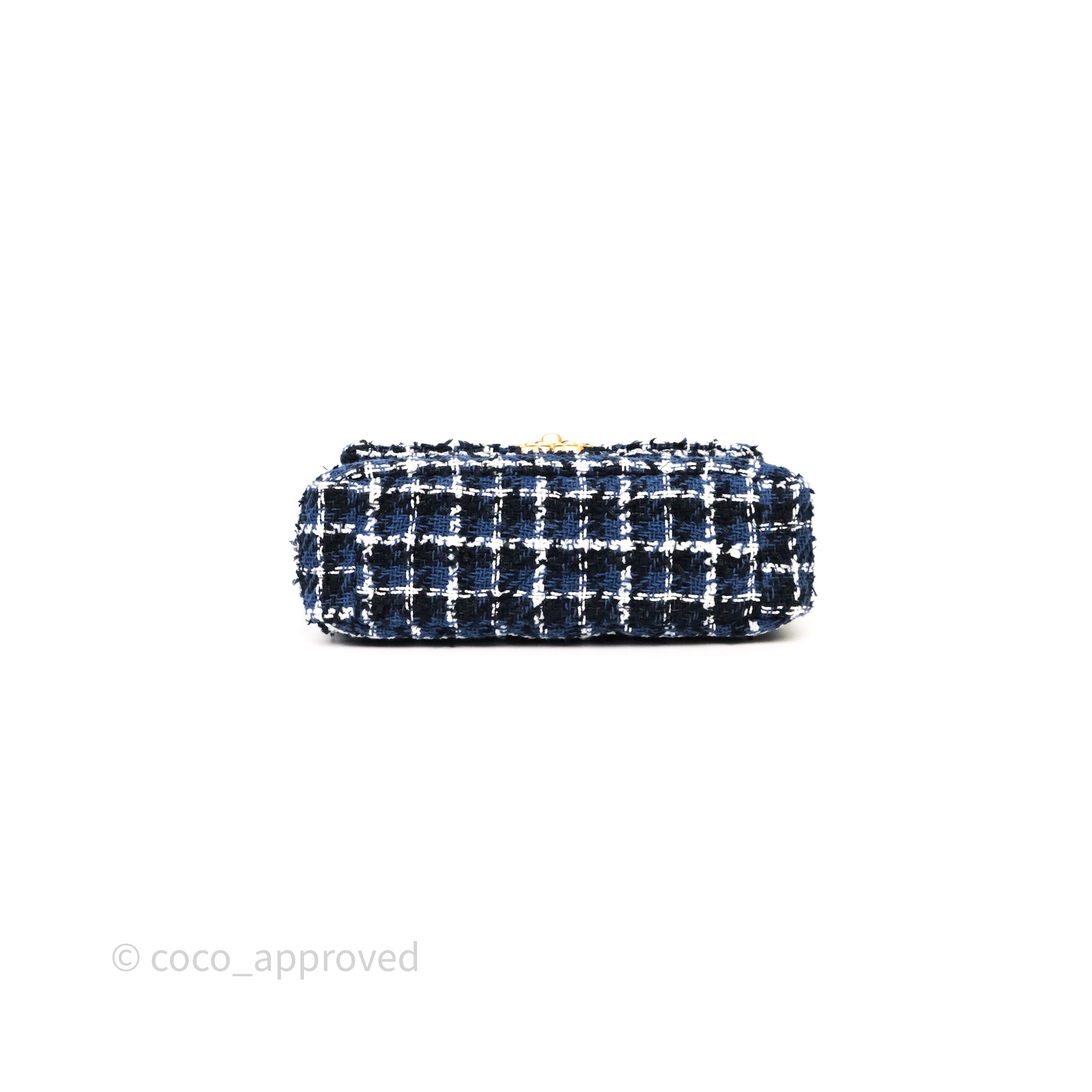 Chanel 19 Small Handbag in Blue, White & Black Grid Tweed with Mixed Hardware - Perfect for Work, Travel & Evening Events