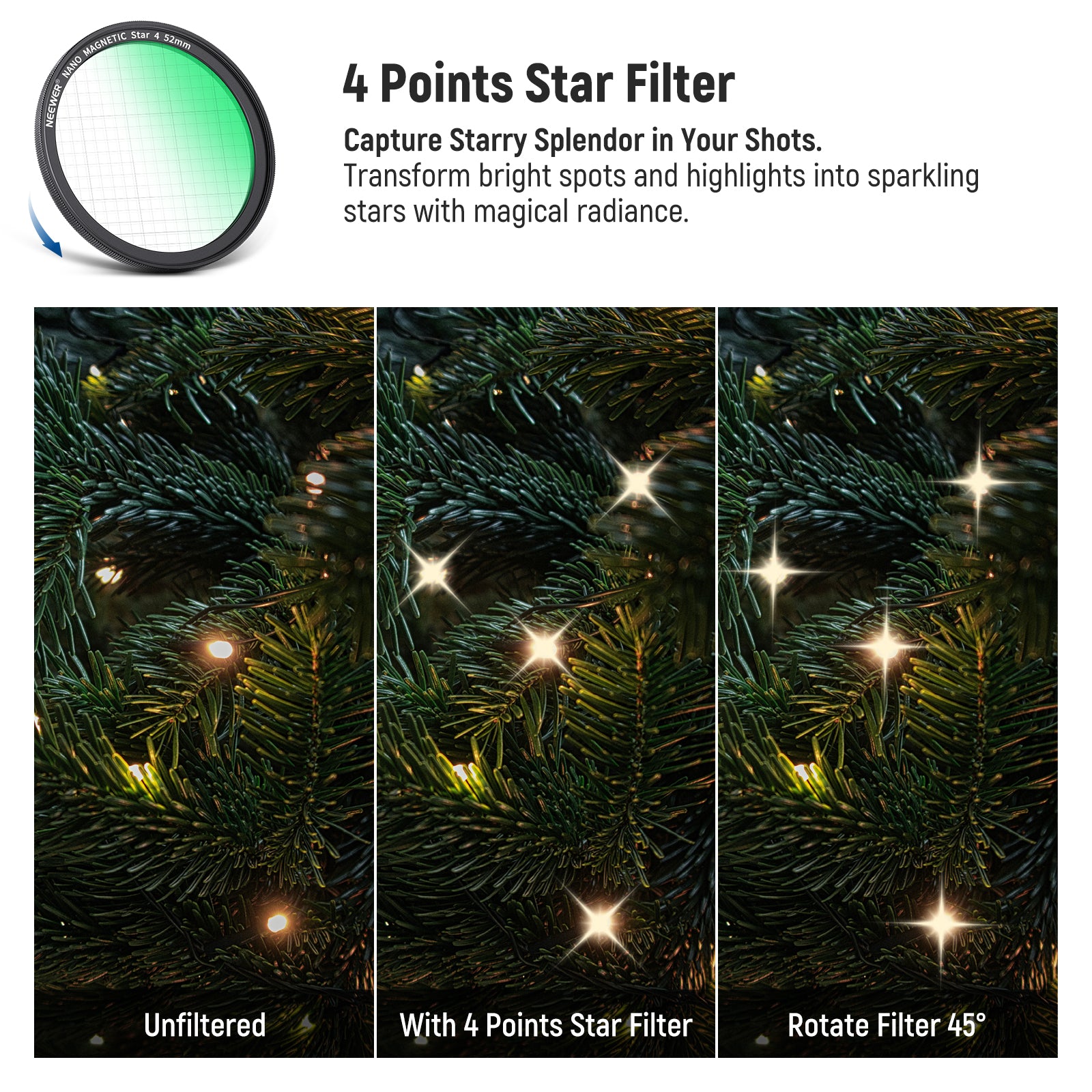 NEEWER 52mm Magnetic Camera Lens Filters for iPhone 14 13 12 Pro Max - Compatible with M Mount Lenses & Phone Cage - Perfect for Vlogging, Photography & Cinematic Effects