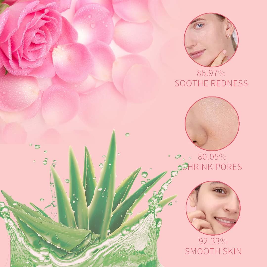 Organic Aloe Vera Gel & Rose Water Facial Toner 100ml - Hydrating, Cooling Face Mist with Natural Ingredients for Glowing Skin | Soothing Spray for Dry Skin, Sunburn Relief & Hair Care | Perfect for Daily Skincare, Travel & After-Sun Care
