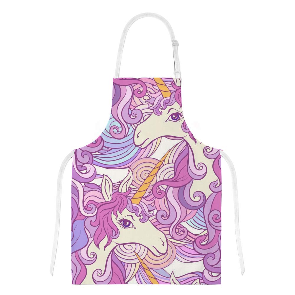 Kuizee 3-Piece Kitchen Apron Set - Pink Unicorn Design with Oven Mitts & Pot Holder - Perfect for Cooking, Baking, BBQ & Gift Giving