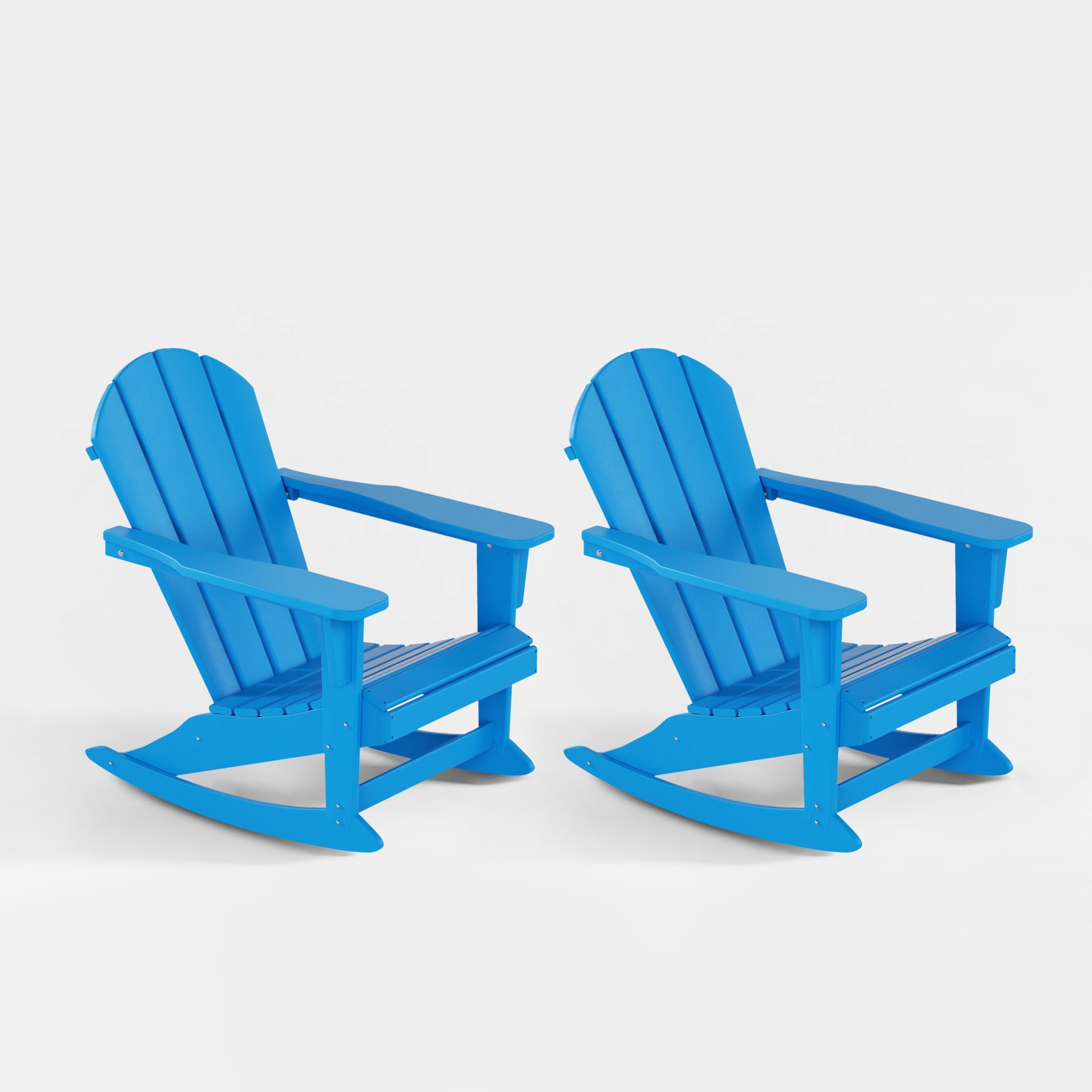 WestinTrends Malibu 2-Piece Outdoor Patio Adirondack Rocking Chair Set (2 Seater) - Durable Poly Construction, Pacific Blue - Perfect for Backyard, Garden, Poolside & Porch Relaxation