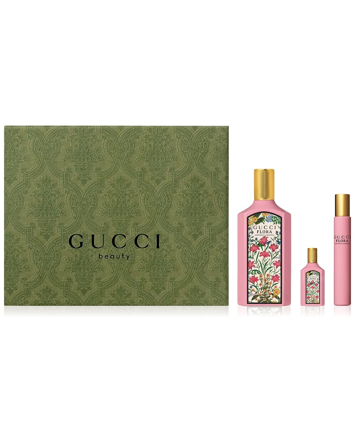 Gucci Flora Gorgeous Gardenia 3-Piece Perfume Gift Set for Women | Eau de Parfum Spray, Body Lotion & Travel Size | Romantic Date Night & Special Occasion Fragrance