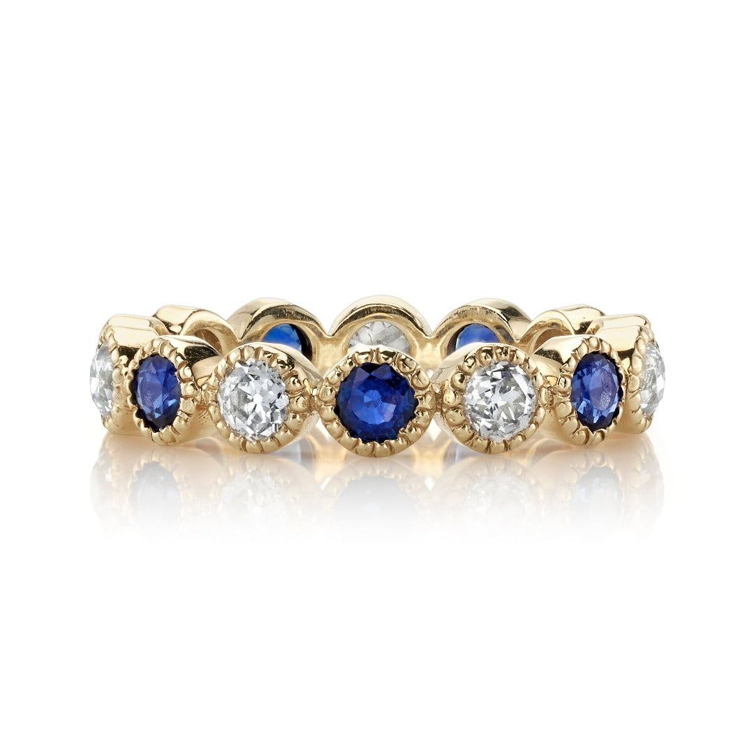 Single Stone Diamond & Sapphire Medium Gabby Band Ring - Elegant Stackable Jewelry for Women, Perfect for Weddings, Anniversaries & Everyday Wear
