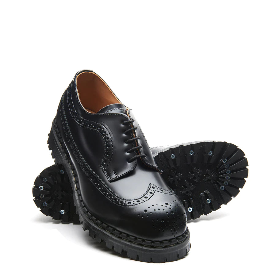 GRIPFAST Black Hi-Shine Steel Toe American Brogue Work Shoes for Men - Slip Resistant & Comfortable for Construction, Warehouse & Industrial Work