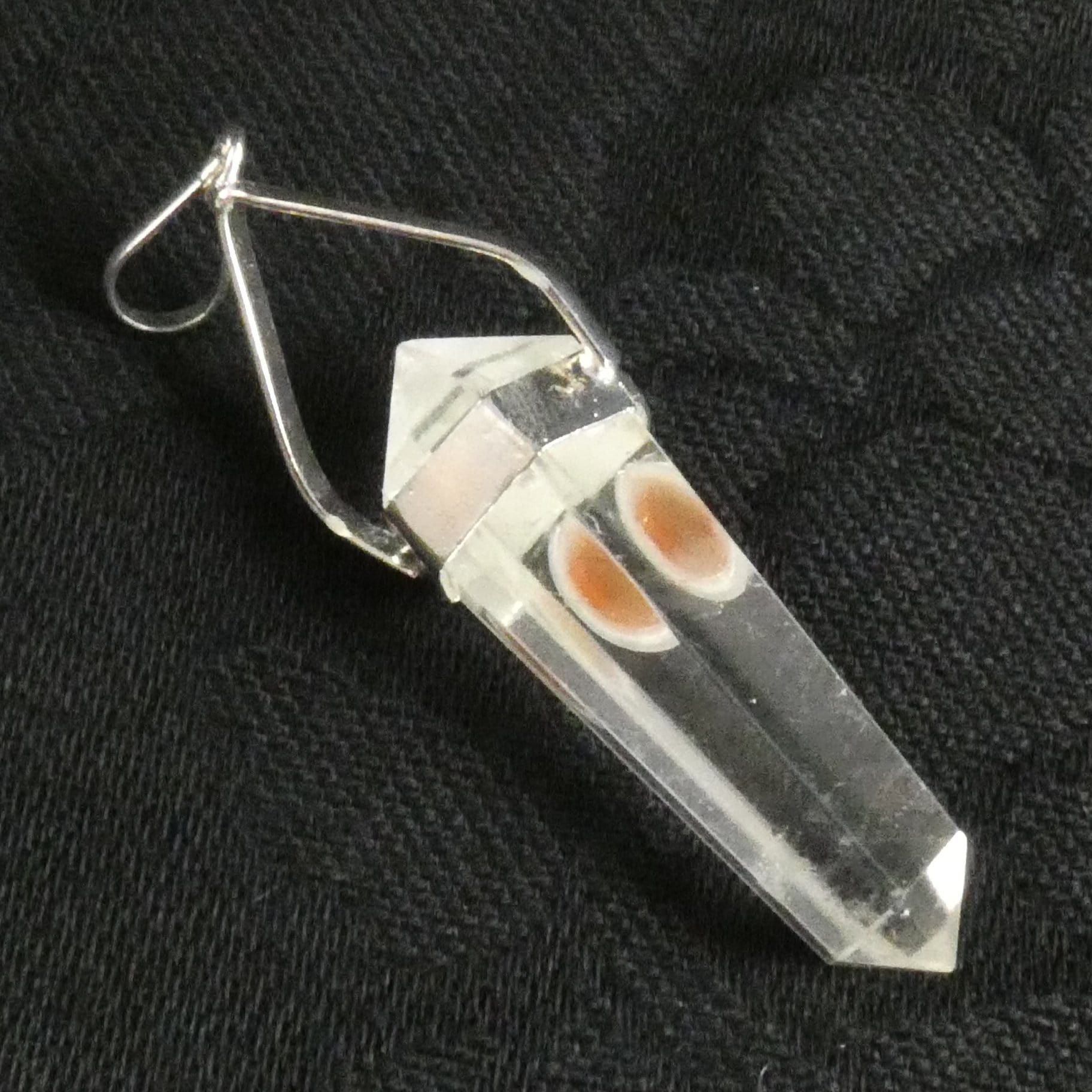 Natural Clear Quartz & Carnelian Double Terminated Point Pendant Necklace - Healing Crystal Jewelry for Meditation, Energy Work & Spiritual Gifts