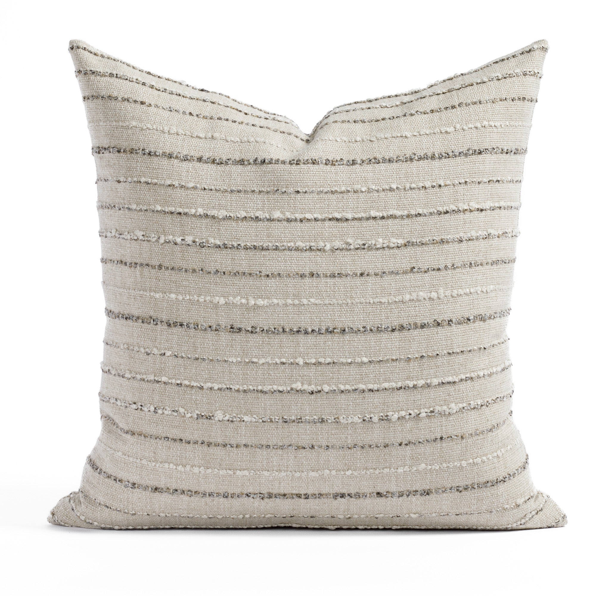Wren Stripe 22x22 Decorative Throw Pillow Cover - Cobblestone Gray - Soft Cotton Square Cushion Case for Sofa, Bed, Living Room & Home Decor