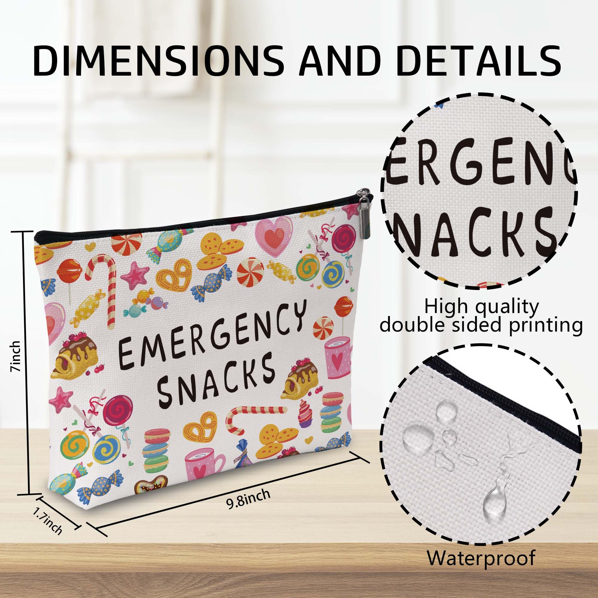 Travel Snack Bag - Silky Lining Cosmetic Pouch for Women | Emergency Snacks Storage, Makeup Organizer | Perfect for Road Trips, Camping & Airplane Travel