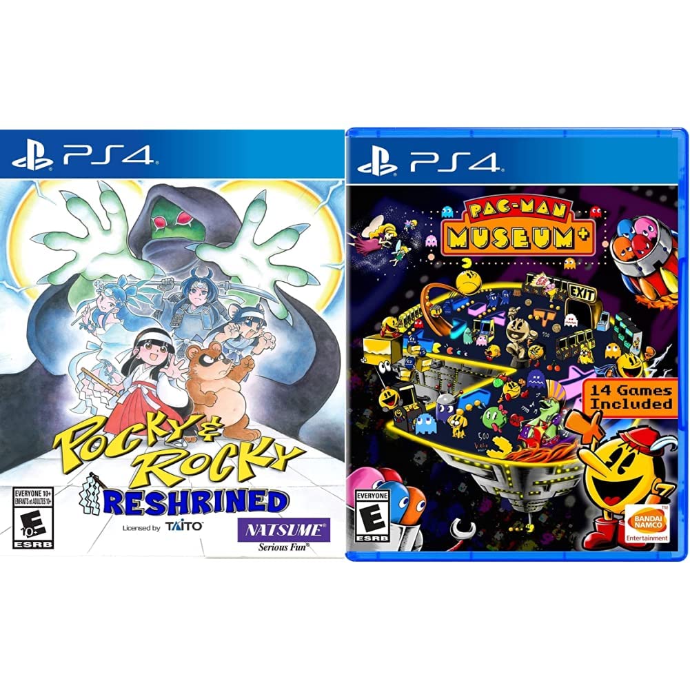 Pocky & Rocky Reshrined and PAC-MAN MUSEUM+ Bundle for PlayStation 4 - Classic Arcade Action Games for Family Fun Nights and Retro Gaming Enthusiasts
