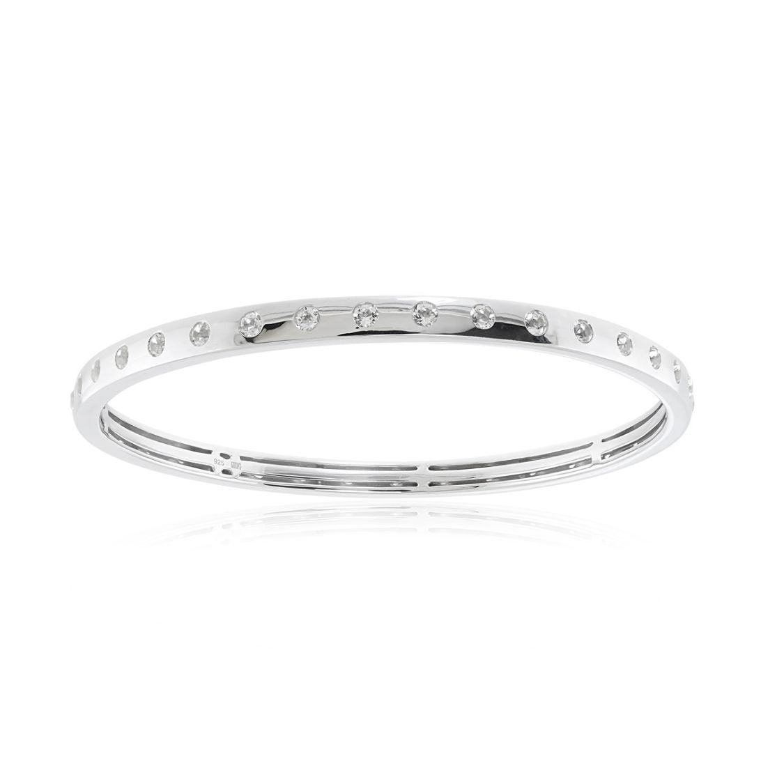 Bella Bangle in White Topaz - Elegant Sterling Silver Bracelet for Women | Perfect for Weddings, Parties & Everyday Wear