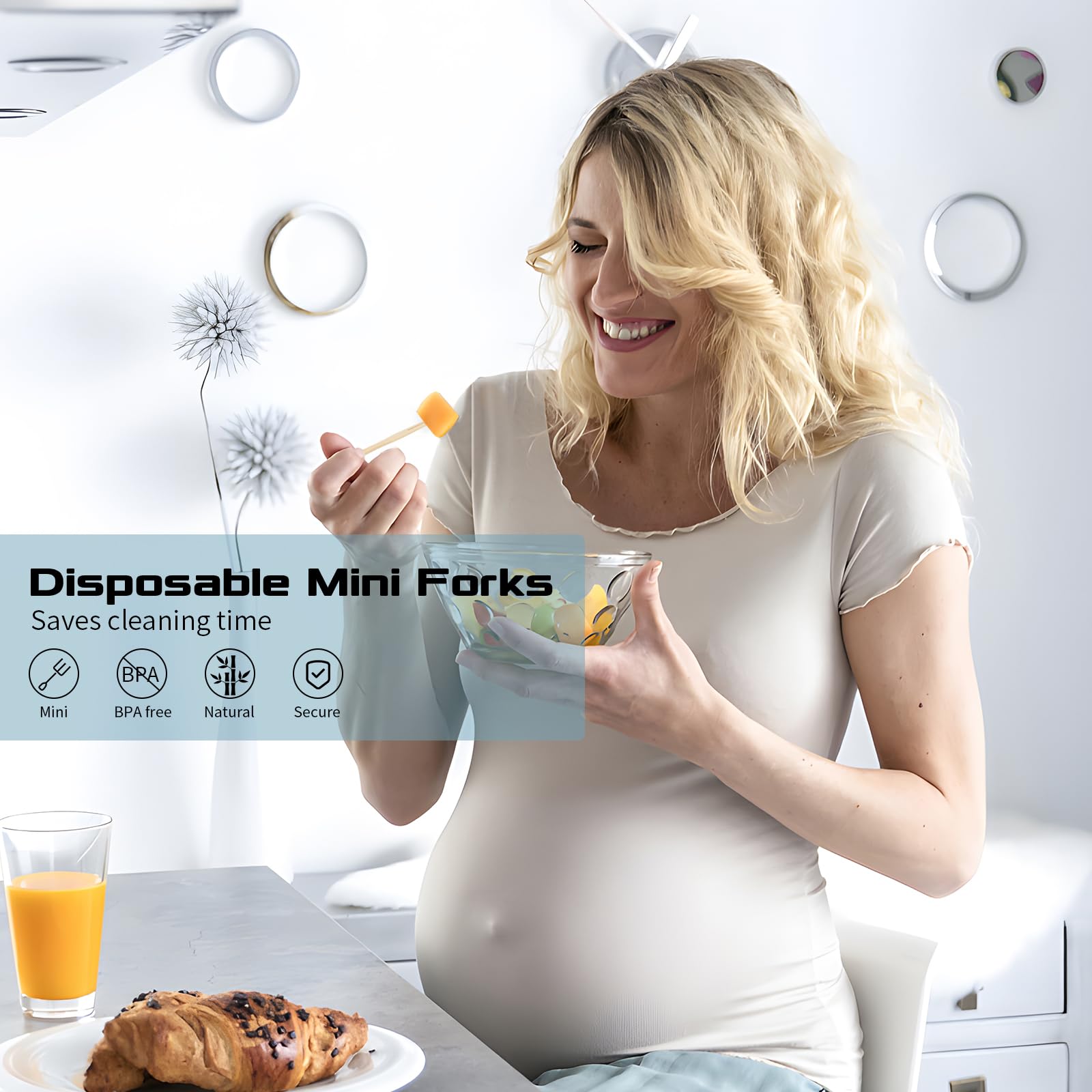 Disposable Mini Appetizer Forks - 150 PCS 3.5 Inch Small Bamboo Wooden Two-Prong Forks for Fruits, Charcuterie, Cocktails & Party Platters | Perfect for Catering, Weddings & Home Entertaining