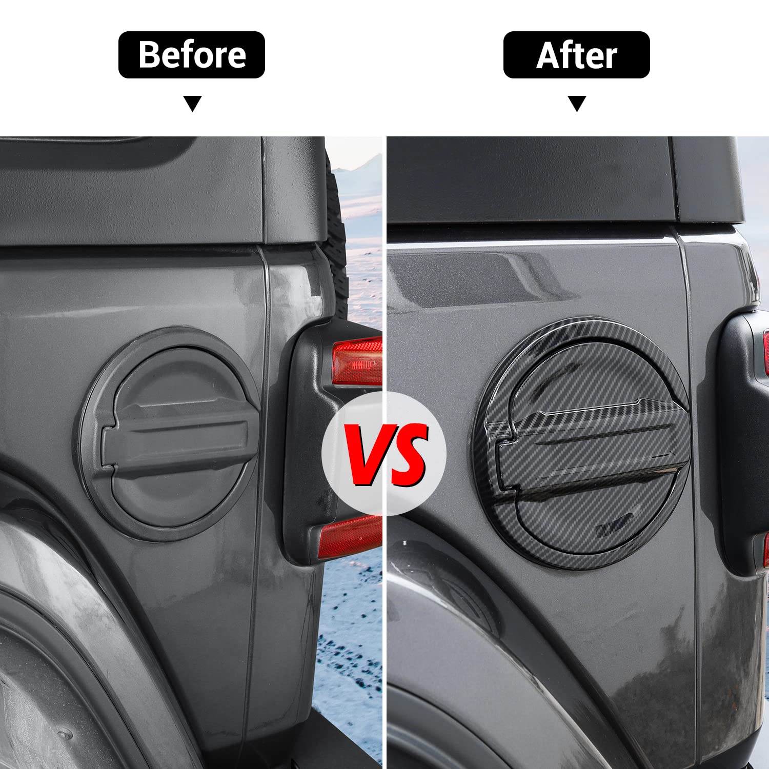 Carbon Fiber & Aluminum Alloy Fuel Tank Cover for 2018-2025 Jeep Wrangler JL (2/4 Door) - Gas Cap Protector & Exterior Accessory - Perfect for Off-Roading, Car Shows & Daily Driving Protection