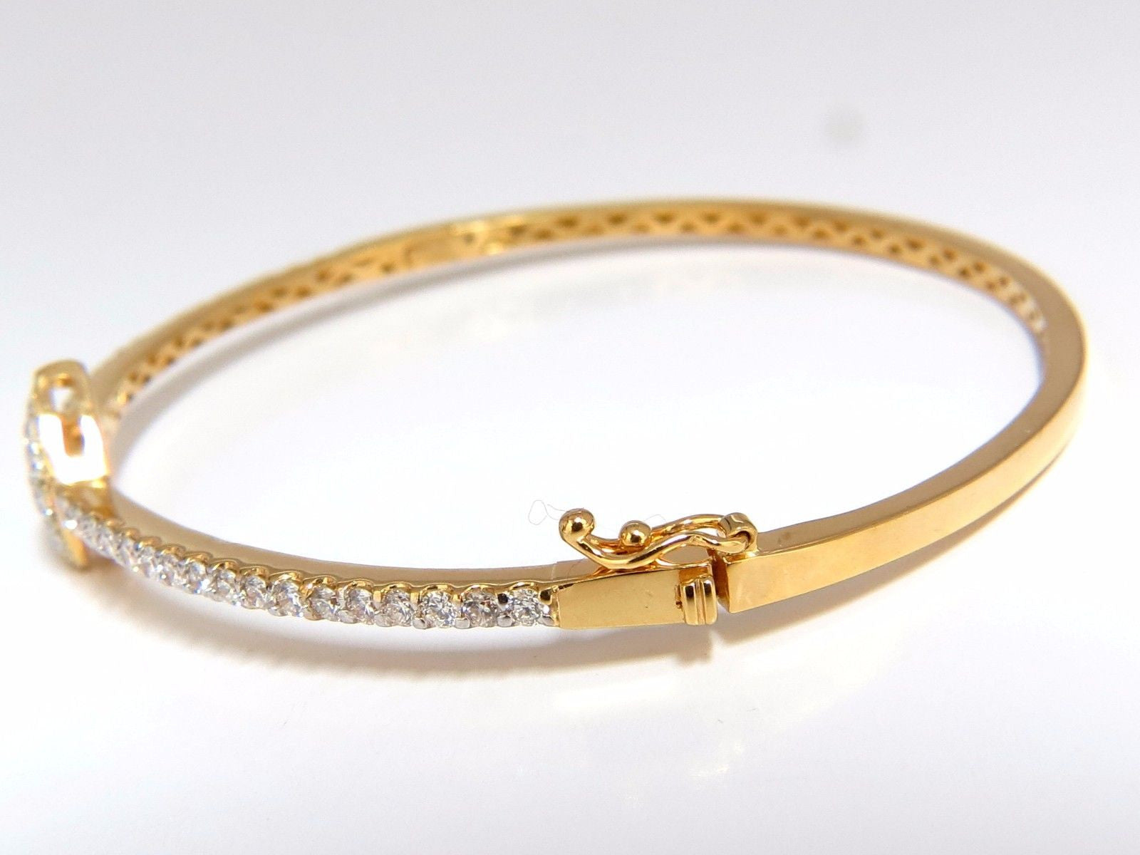 1.30ct G/VS 14K Gold Diamond Heart Bangle Bracelet - Elegant Gift for Women, Anniversary & Valentine's Day