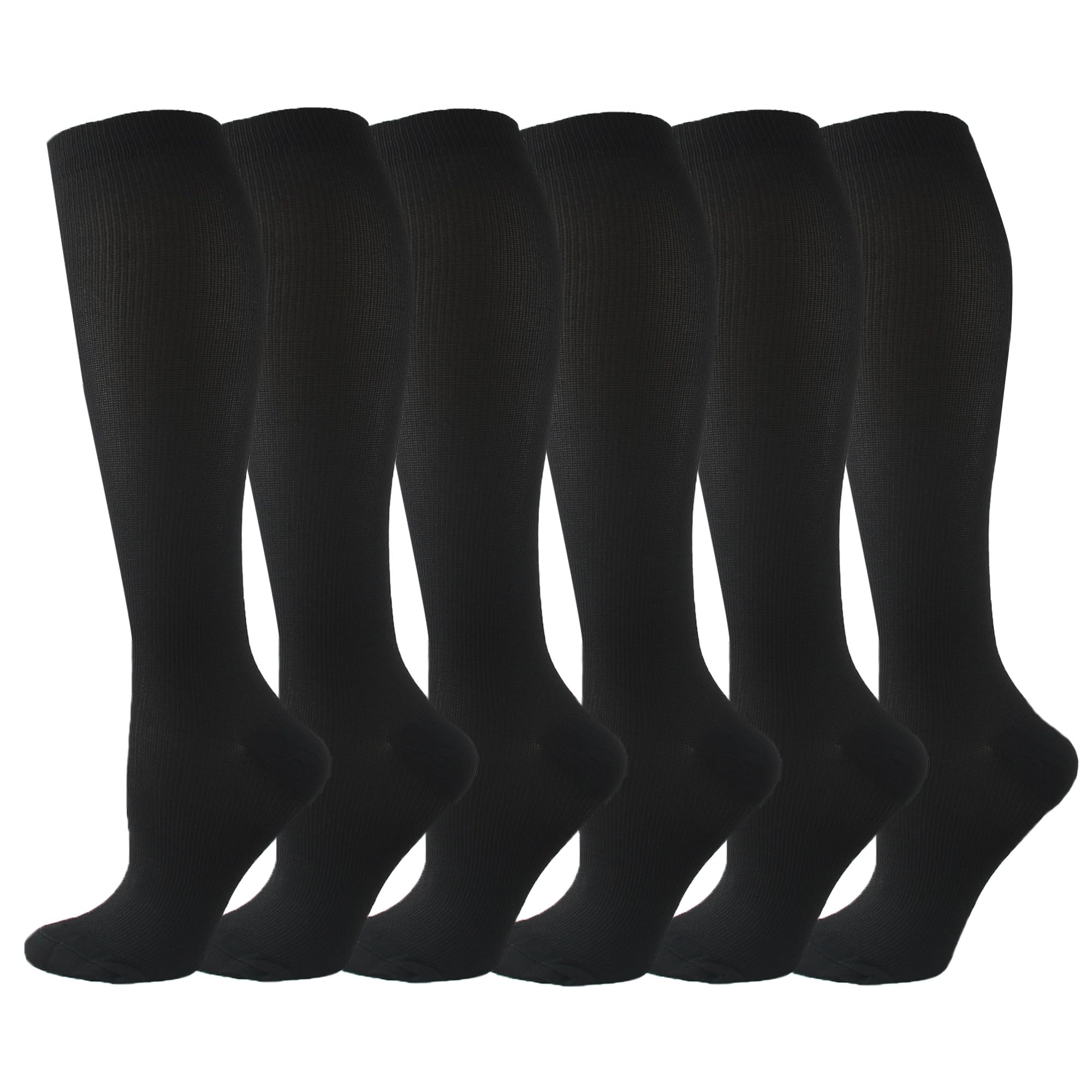 6 Pairs Compression Socks for Women & Men (20-30 mmHg) - Athletic Support for Running, Cycling, Hiking & Recovery - Improve Blood Circulation & Reduce Swelling - Perfect for Travel, Work & Post-Surgery Recovery