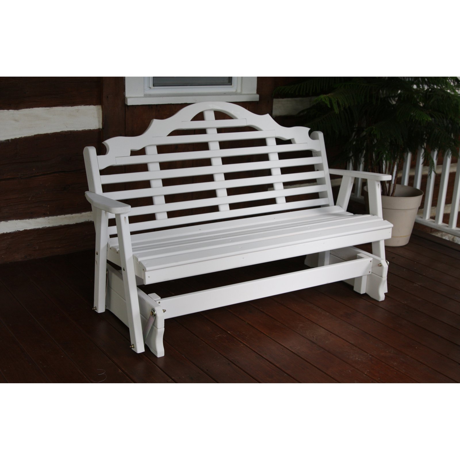 A & L Furniture 4' Yellow Pine Marlboro Glider Bench in Canary Yellow - Perfect for Porch, Patio, and Garden Relaxation