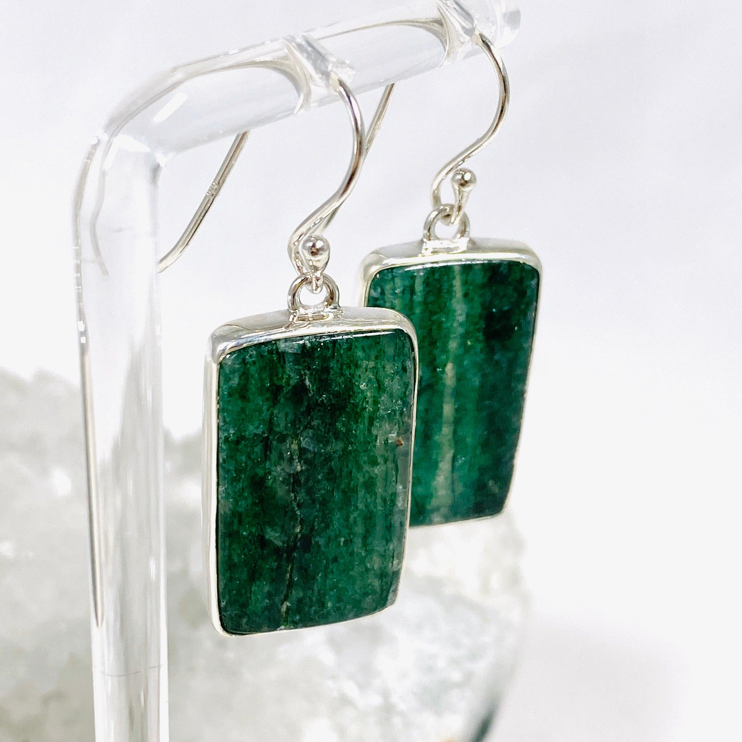 Green Aventurine Rectangular Earrings KEGJ1412 - Natural Stone Jewelry for Women, Healing Crystal Dangle Earrings for Daily Wear & Special Occasions