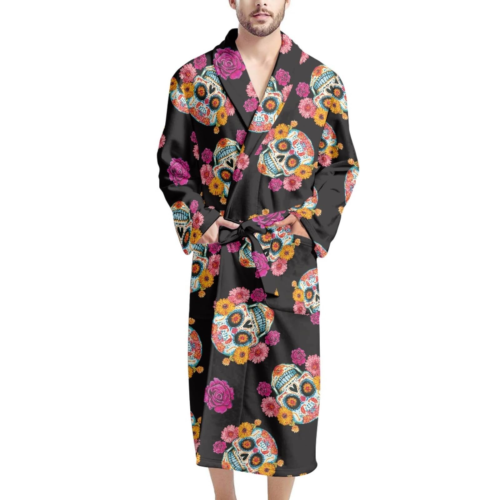 AFPANQZ Men's Lightweight Waffle Bathrobe with Pockets - Full Length Long Sleeve Sleepwear Pajama Shawl for Big & Tall - Perfect for Lounging, Spa Days & Cozy Nights at Home