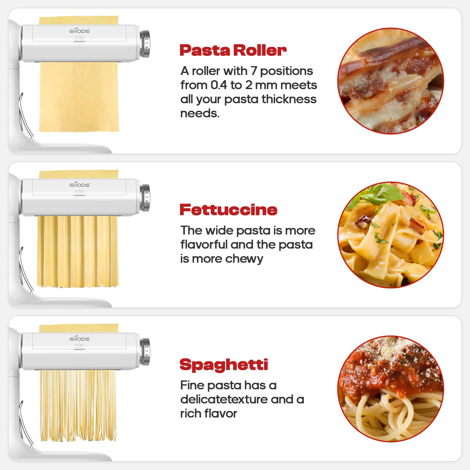 GVODE 3-in-1 Manual Pasta Maker Machine with 7 Adjustable Thickness Settings - Pasta Roller, Spaghetti & Fettuccine Cutter - Perfect for Homemade Noodles, Lasagna & Italian Cuisine - Ideal for Home Chefs & Italian Food Lovers