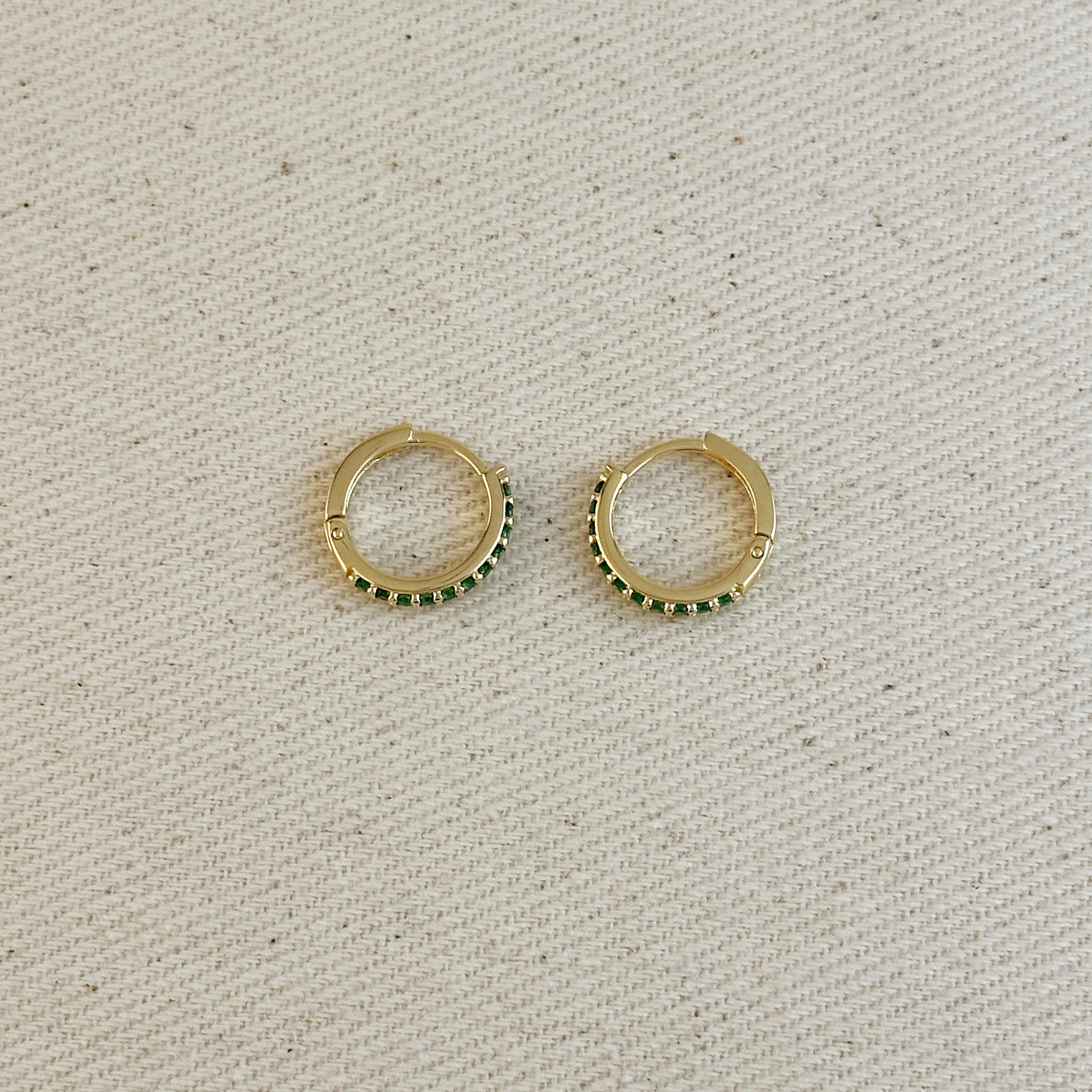 18K Gold Filled Cubic Zirconia Hoop Earrings for Women - Elegant CZ Studded Hinged Huggie Hoops - Perfect for Parties, Weddings & Everyday Wear