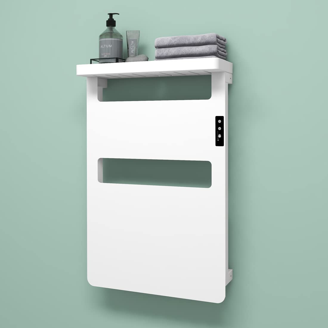 Premium Electric Towel Warmer with Timer - 28x18 Inch Wall Mounted Heated Towel Rack with Top Shelf for Bathroom | Hardwired or Plug-in | Fast Drying & Warming for Spa, Luxury Hotels & Cozy Home Use