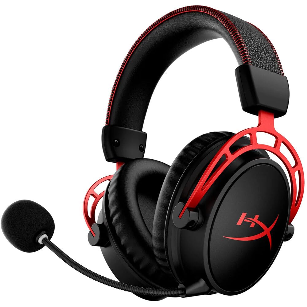 HyperX Cloud Alpha Wireless Gaming Headset for PC - 300H Battery, DTS:X Spatial Audio, Noise-Canceling Mic | Aluminum Frame | Perfect for Esports, Streaming & Work from Home (Includes Cleaning Kit & Headphone Stand)