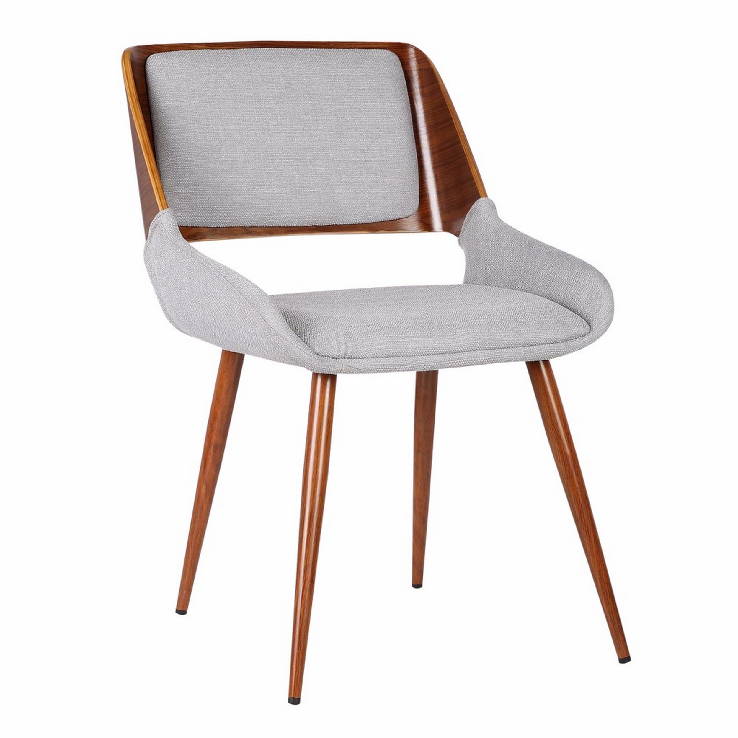 Benjara Mid Century Modern Fabric Dining Chair with Split Padded Back - Gray & Brown Upholstery | Comfortable Seating for Dining Room, Kitchen, or Home Office