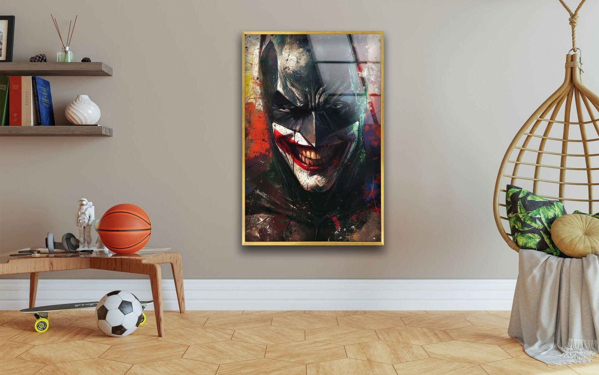 Batman & Joker Smile Glass Wall Art Decor - Superhero & Villain Themed Home Decor for Living Room, Bedroom, or Office - Perfect Gift for DC Comics Fans