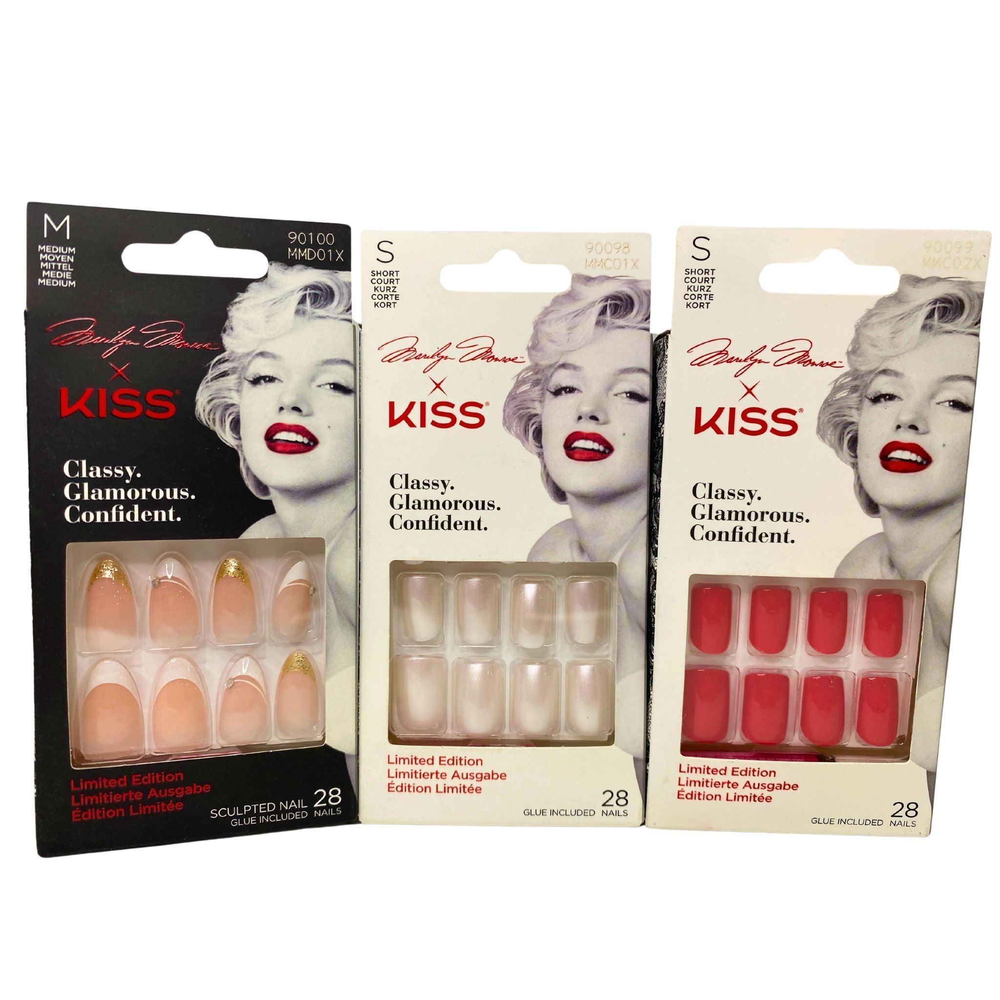 Limited Edition Marilyn Monroe X KISS Press On Nails - 70 Pcs Assorted Styles & Lengths - Fake Nails for Women - Perfect for Parties, Weddings & Special Occasions
