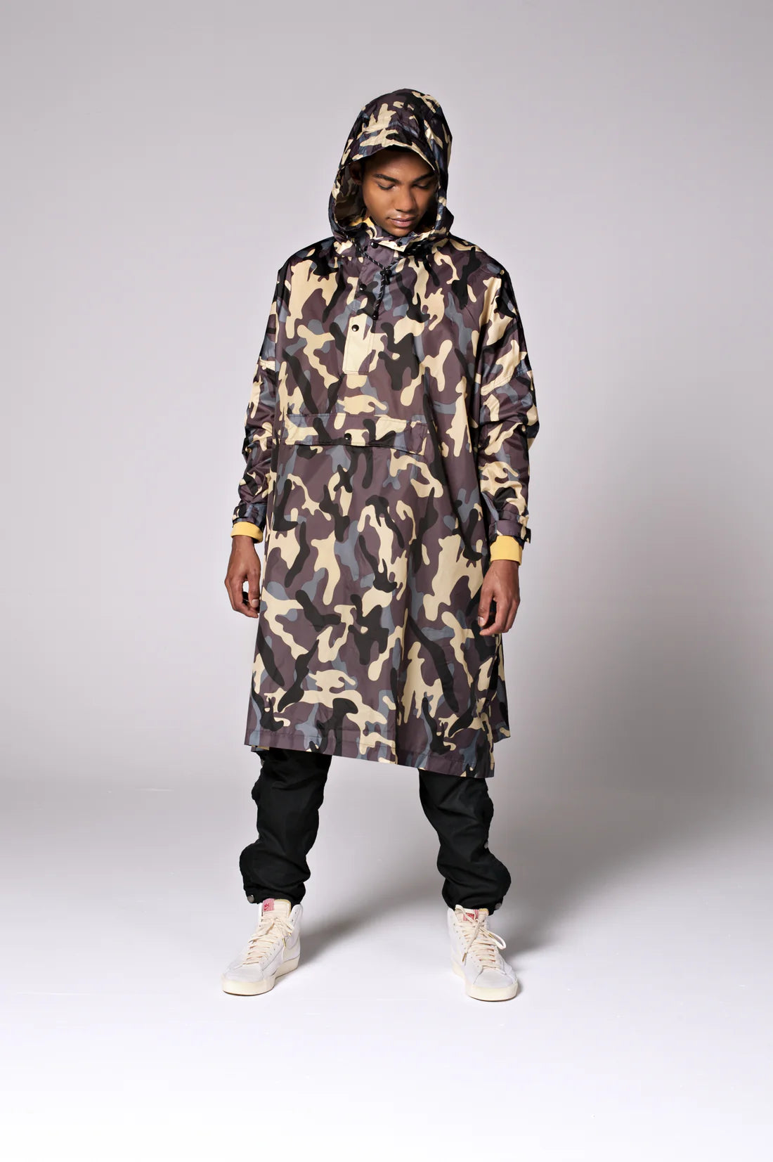Waterproof Camo Rain Poncho for Outdoor Adventures - Hunting, Hiking, Camping & Emergency Use